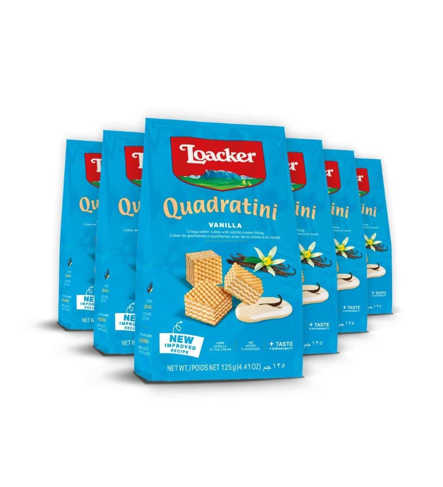 Loacker Quadratini Vanilla Wafer Cookies | 6-Pack | Crispy Mini Wafers with Vanilla Cream | Perfect Snack & Dessert | Non-GMO & No Artificial Flavors - Buy Online on SooperMarket.com