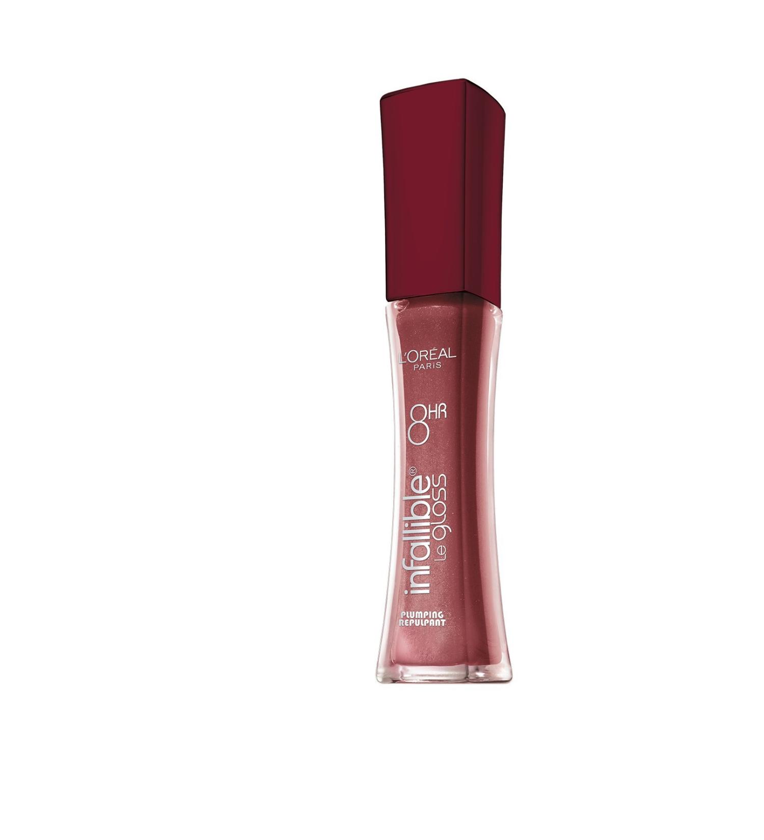 L'Oreal Paris Infallible 8HR Plumping Lip Gloss  Mauve  0.21 Ounces Plumped Mauve