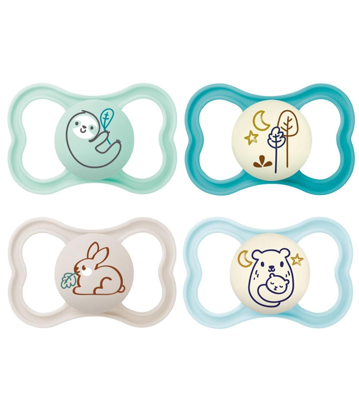 MAM Day & Night Air Silicone Pacifiers 16+ | 4-Pack with Sterilizer Boxes - Perfect for Baby Care - Buy Online on SooperMarket.com