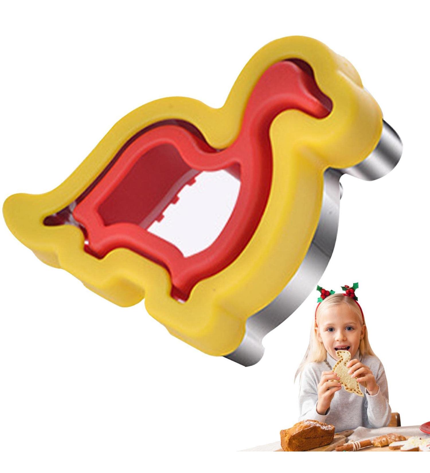 Jingling Sandwich Cutter & Sealer | Stainless Steel Cartoon Kids Sandwich Maker | Easy Peanut Butter & Jelly Sandwich Cutter for Children (Boys Girls & Babies) - Fun Dinosaur Design - Buy Online on SooperMarket.com