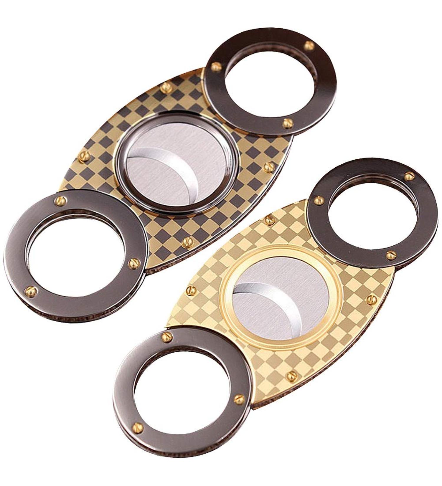 amropi Cigar Cutter Guillotine Plaid Stainless Steel Double Cut Blade in Gift Pouch 2 Pack (Black Bronze - Black Gold) - Buy Online on SooperMarket.com