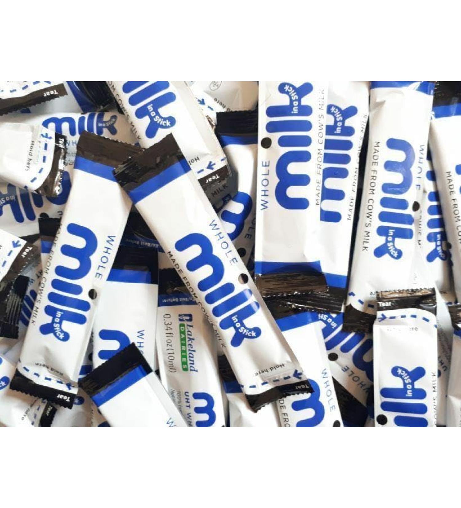 30 x Lakeland Dairies Milk In A Stick - UHT Whole Milk Sachets - 10ml each. Full Fat. Ideal For Travel Airplanes and Hotels