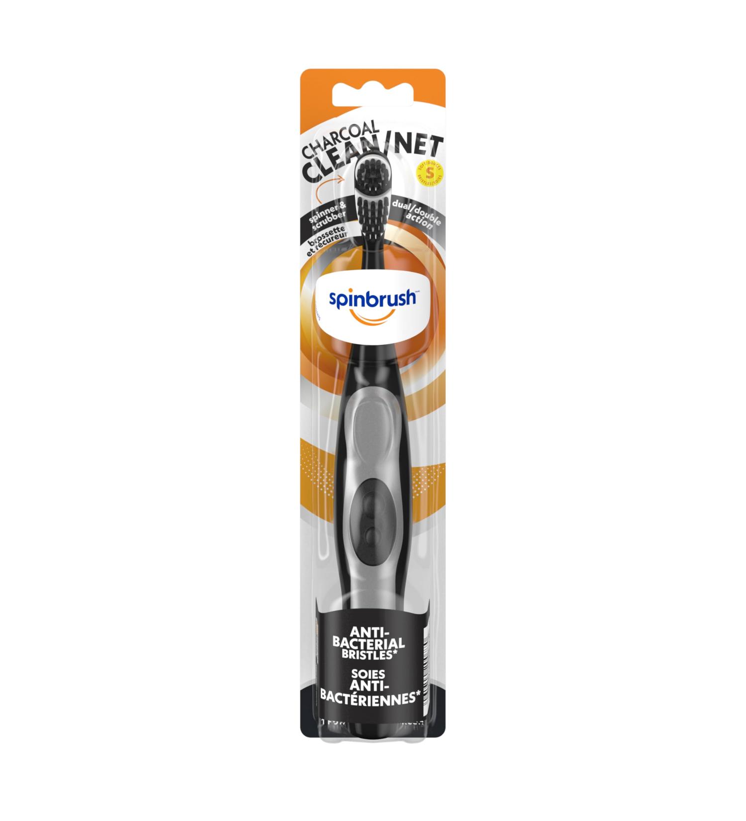 Spinbrush Charcoal Clean Battery-Powered Electric Toothbrush Adult Charcoal-Infused Soft Bristles Duracell Batteries Included - Buy Online on SooperMarket.com