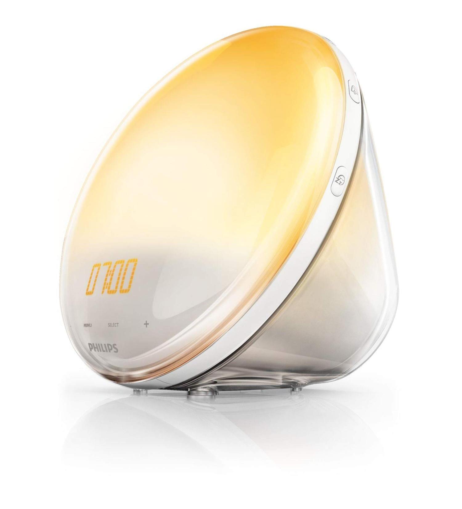 Philips HF3519/01 Wake-Up Light Alarm Clock | Sunrise Function Digital FM Radio White | Best International Shipping - Buy Online on SooperMarket.com