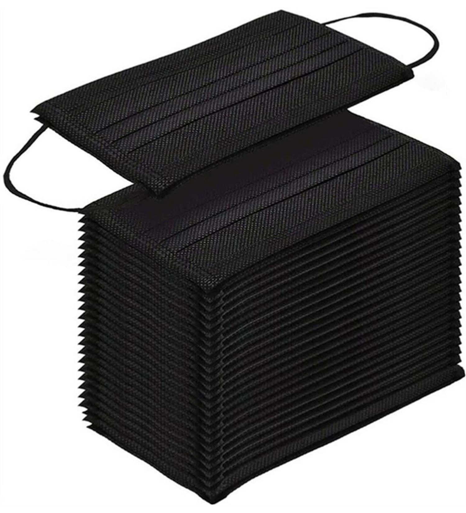 Black Disposable Face Masks - Pack of 100 Breathable 3-Layer Masks for Adults - Buy Online on SooperMarket.com
