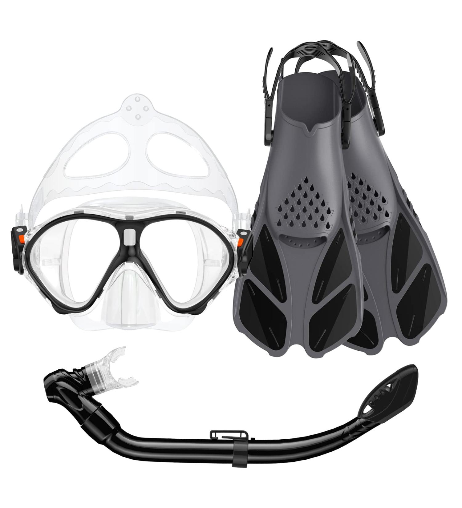 Seovediary Kids Snorkel Set - Anti-Fog Mask, 180آ° View Dry Snorkel & Fins with Travel Bag | Perfect for Diving & Swimming - Buy Online on SooperMarket.com