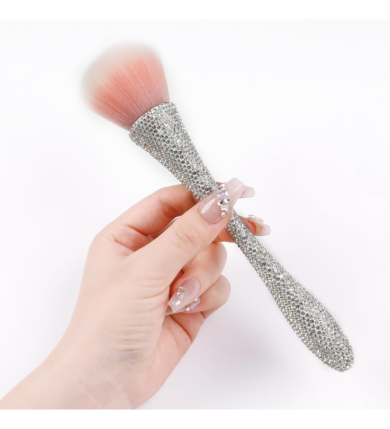 Premium Nail Dust Brush with Rhinestones - Fluffy Acrylic Duster for Nail Powder Removal | Essential Nail Tool - Buy Online on SooperMarket.com