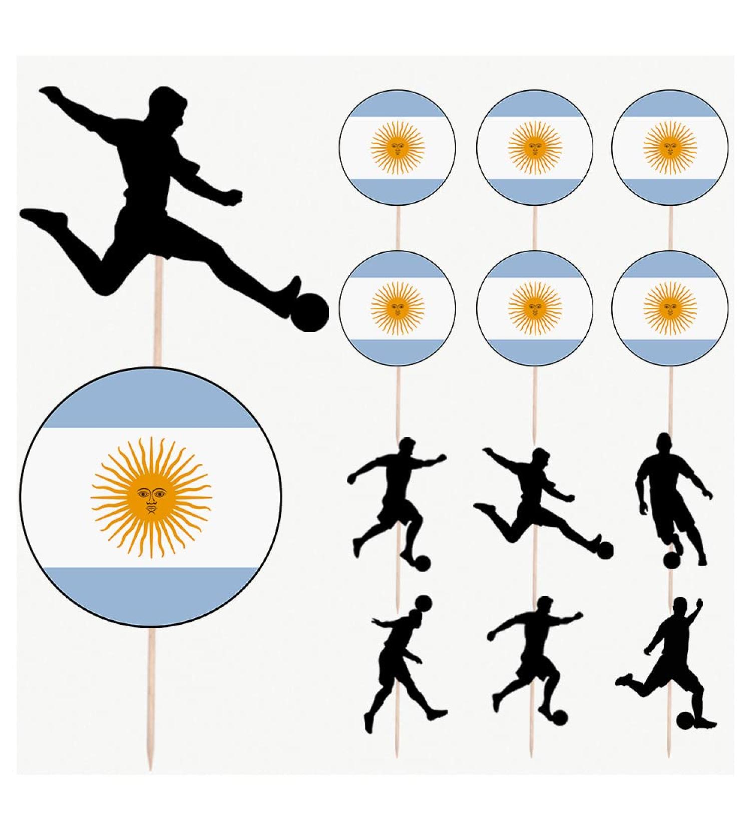 Argentina Football Silhouette Flag Mix Party Food & Cupcakes Picks Decorations Toppers World Cup 2022 (pack of 14) - Buy Online on SooperMarket.com
