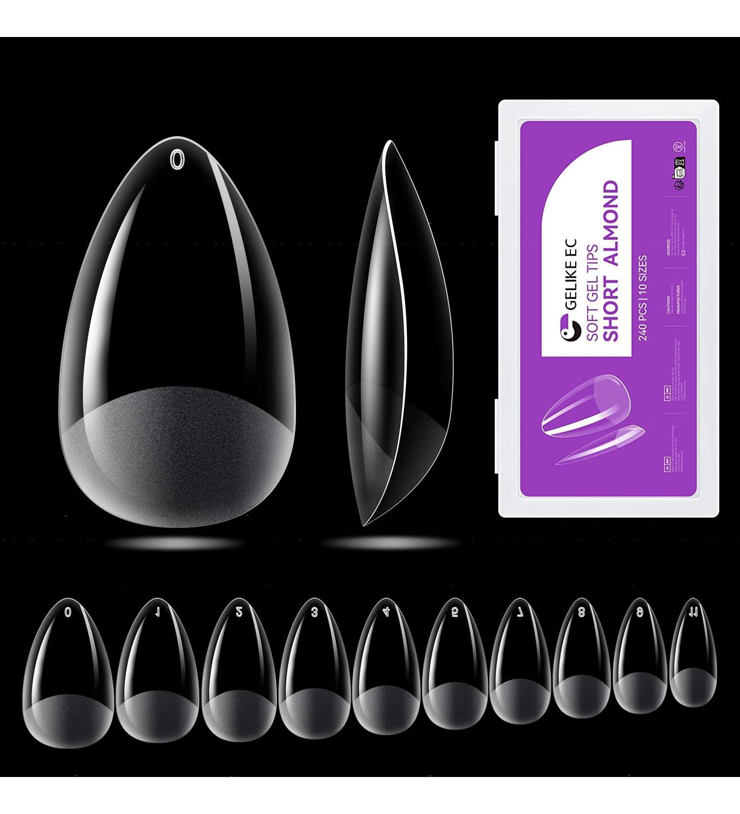 240PCS Gelike Short Almond Nail Tips - Full Cover Gel X Pre-Etched False Nails for Extensions - Buy Online on SooperMarket.com