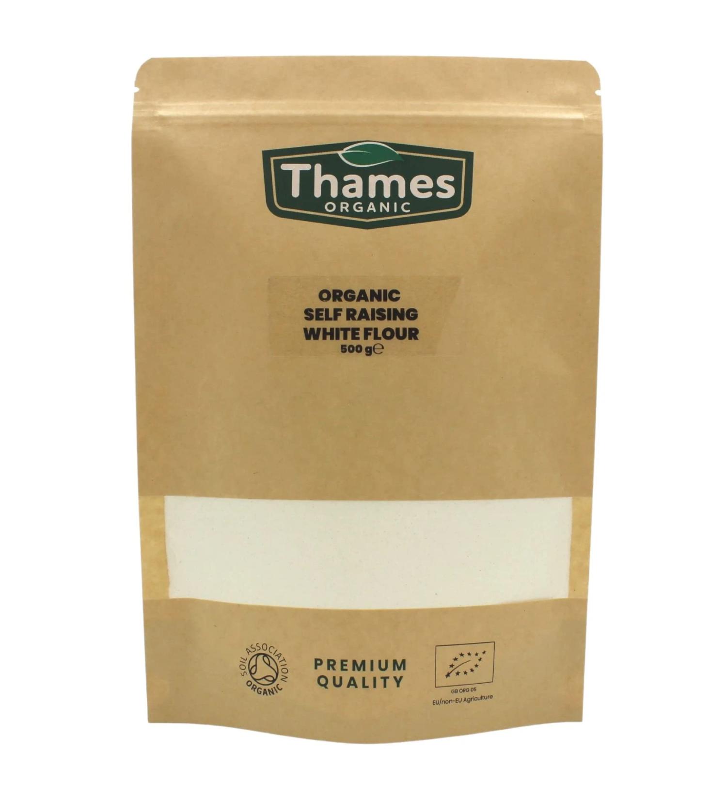 Thames Organic Self Raising White Flour 500g - Unbleached High Protein for Baking Cakes, Bread & Pastries - Buy Online on SooperMarket.com