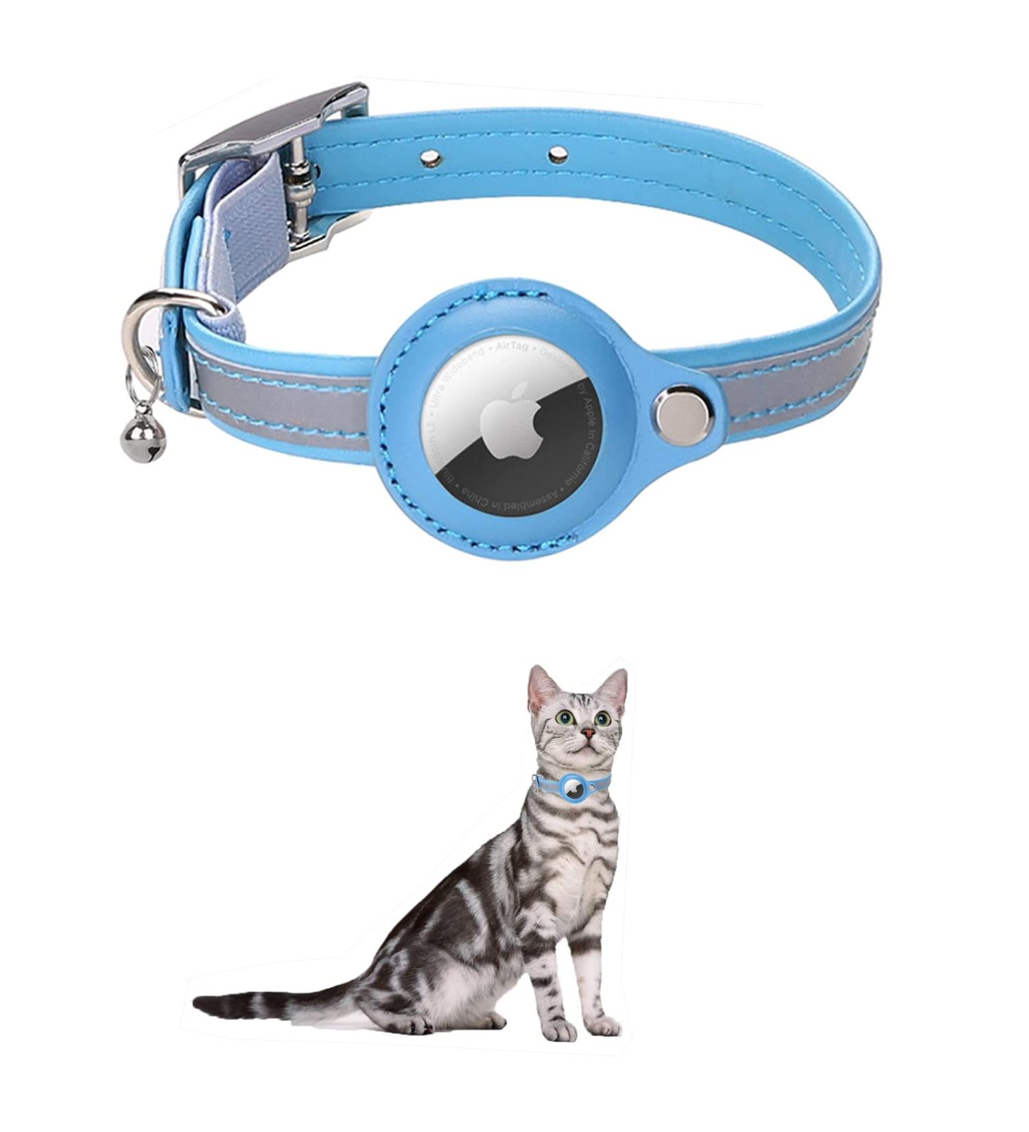 Buy Kocnydey Reflective Airtag Cat Collar - Adjustable Anti-Wing Collar for Cats & Small Dogs (M 28-37cm) - Blue - Buy Online on SooperMarket.com