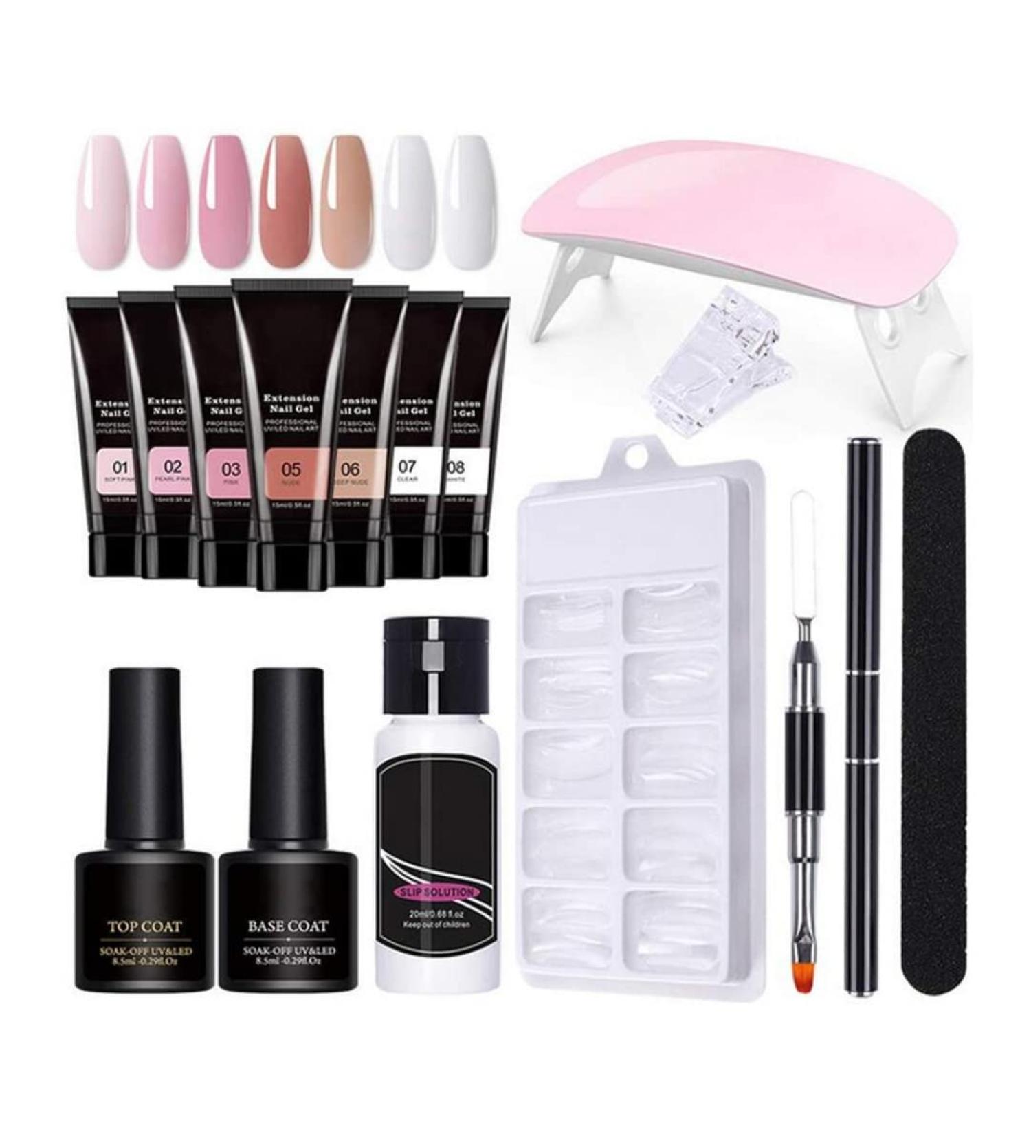 Gel Nail Kit 15ml 7 Colors Gel Extension Nail Kit with UV Lamp Nail File Clip Builder Gel Nail Kit Long-Lasting Gel Polish Starter Kit Acrylic Nail Kit - Buy Online on SooperMarket.com