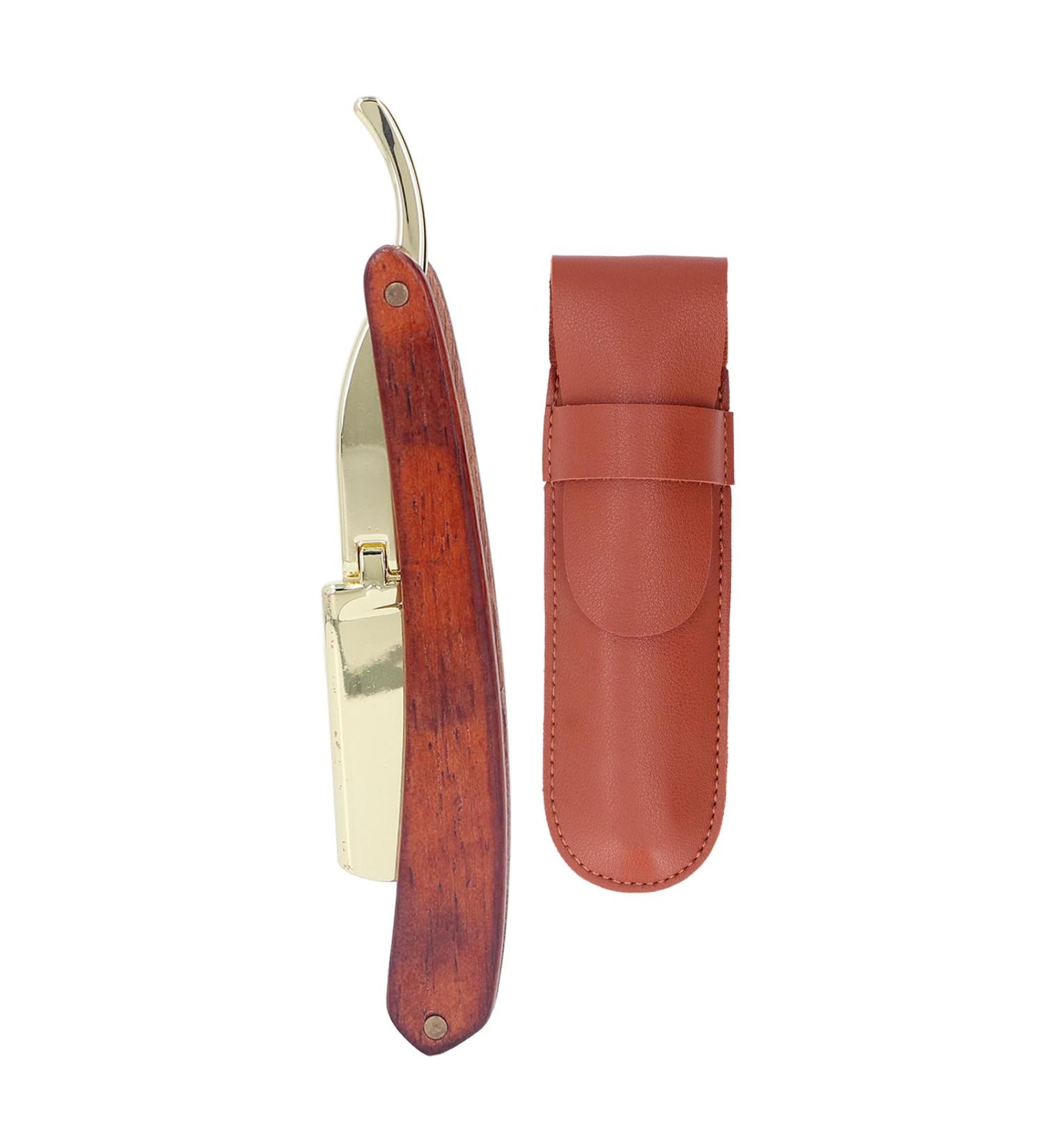 Professional Stainless Steel Manual Bartklingen Holder for Men | Hairdressing Bar Cutter Rack with Beech Handle - Buy Online on SooperMarket.com