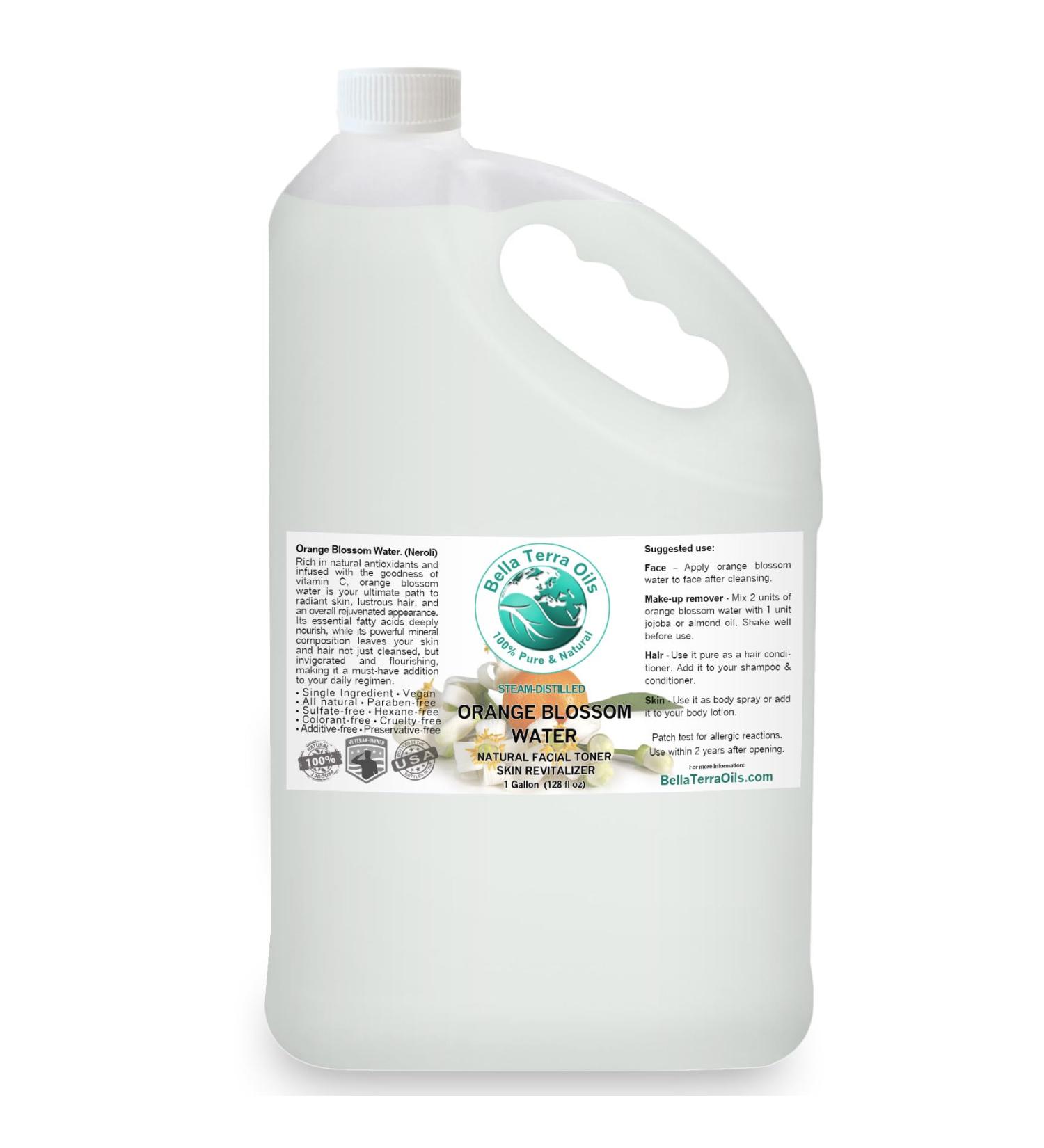 Orange Blossom Water (Neroli Hydrosol) - 1 Gallon | Natural Skin Refresher Aromatherapy & Glow - Bella Terra Oils (Pack of 10 - Buy Online on SooperMarket.com
