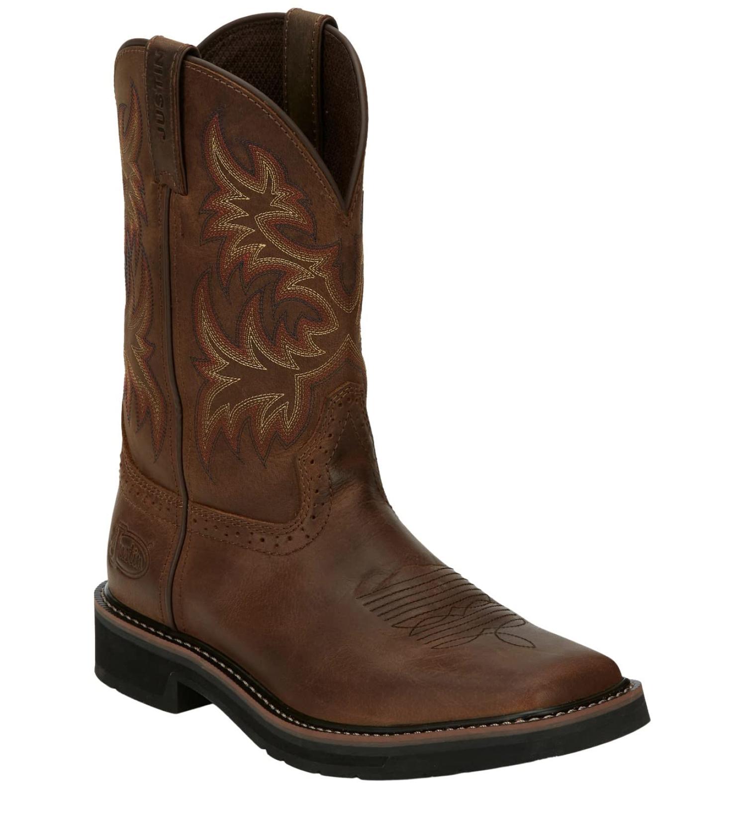 Justin Original Work Boots Men's Stampede Pull-On Square Toe Work Boot - Tan (Size 11.5 Wide) - Buy Online on SooperMarket.com