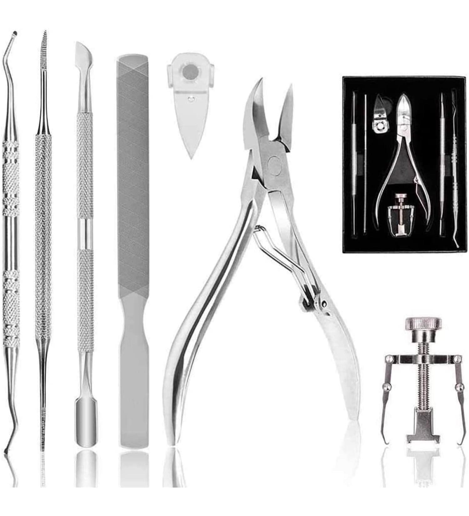 OosoFitt 7Pcs Stainless Steel Ingrown Toenail Clippers Set - Professional Toe Nail Nippers for Surgery Grade Manicure Pedicure - Silver - Buy Online on SooperMarket.com