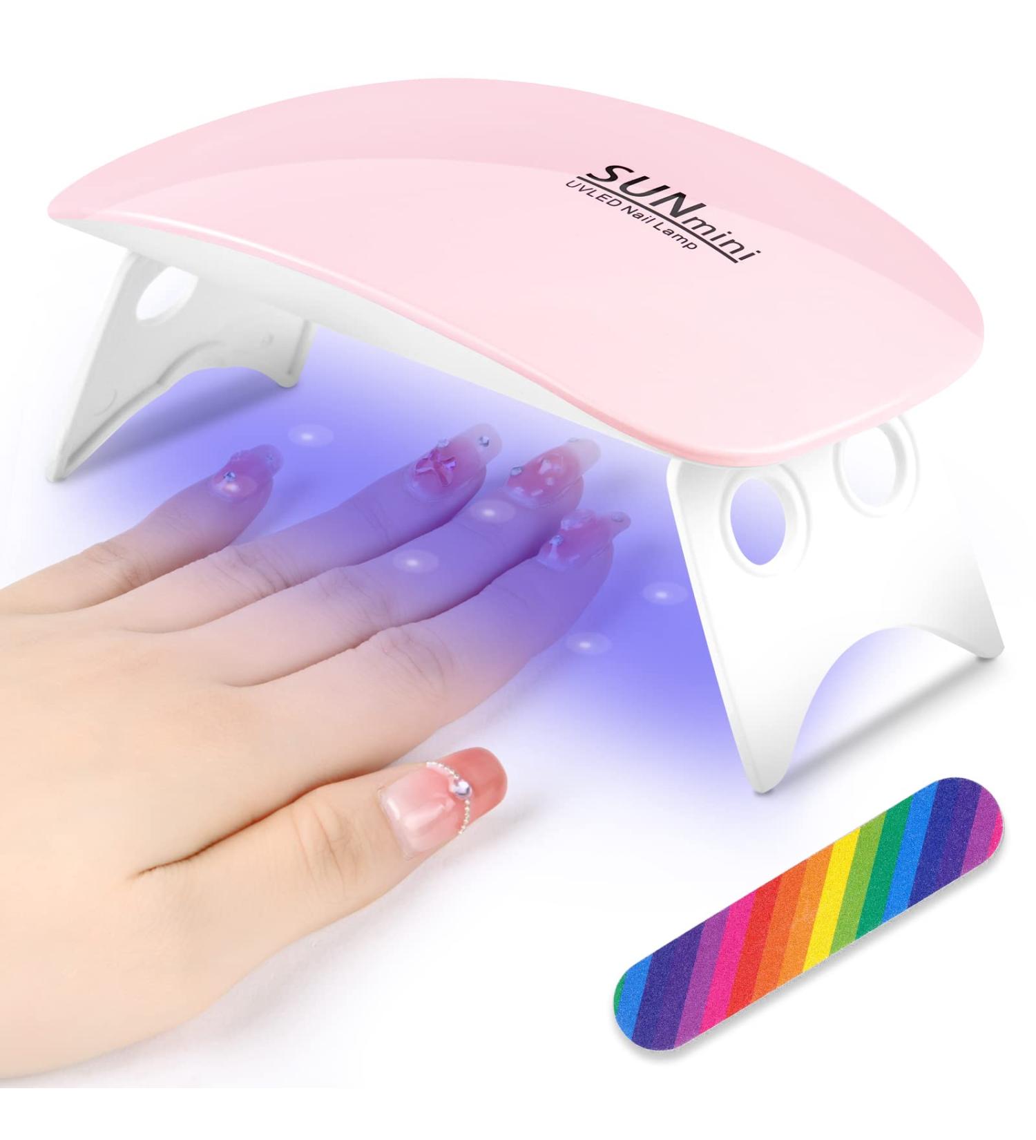 URAQT Mini Gel Nail Lamp - Portable 6W UV LED Gel Nail Dryer with USB, Professional Nail Art Tool for Gel Polish - Pink - Buy Online on SooperMarket.com