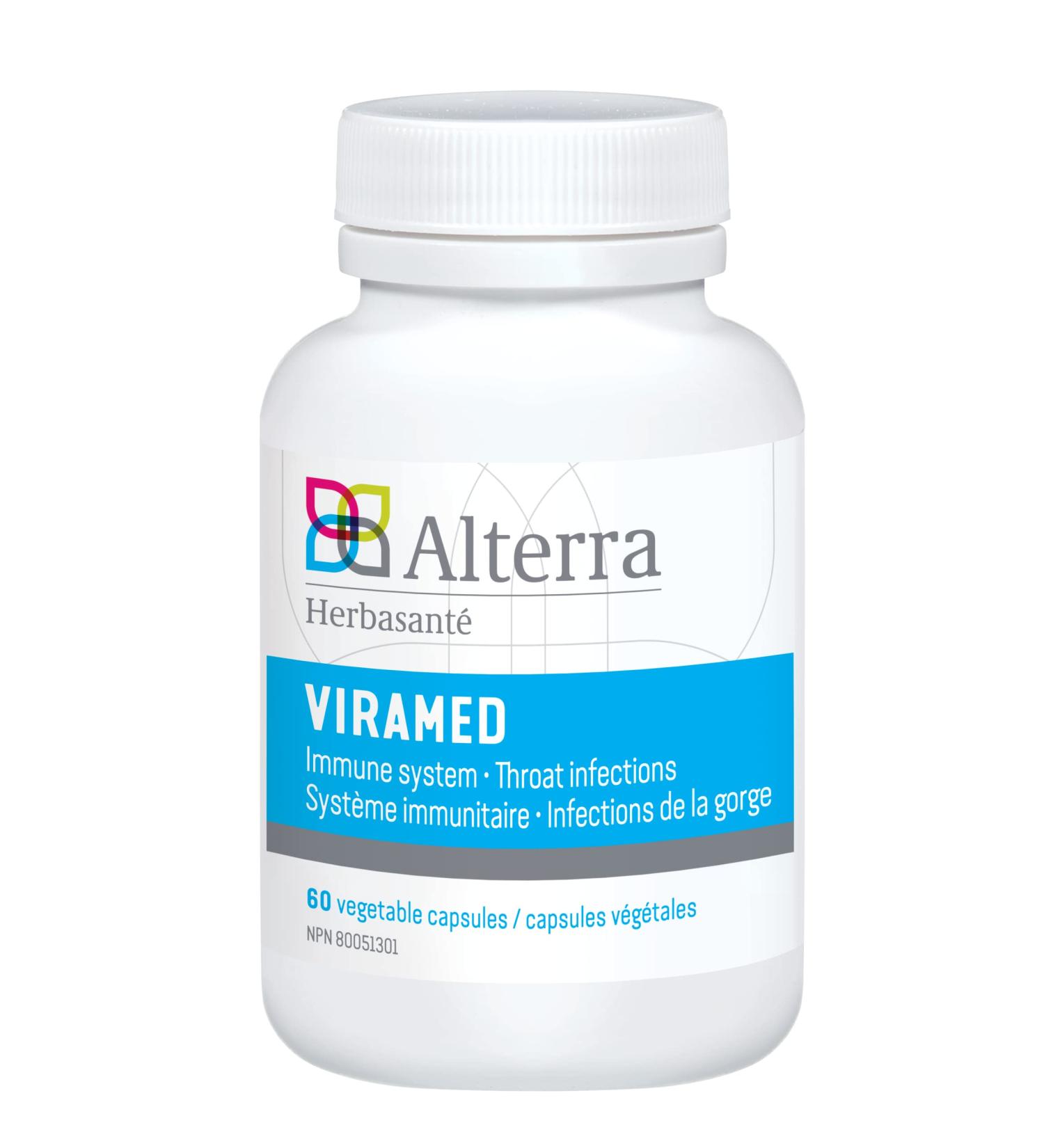 Alterra Viramed Cold & Flu for Sore Throat | Helps in Immune support & Mouth Infections | Propolis Astragalus Magnesium Stearate | Immune Booster for Adults | 60 Vegetable Capsules - Buy Online on SooperMarket.com