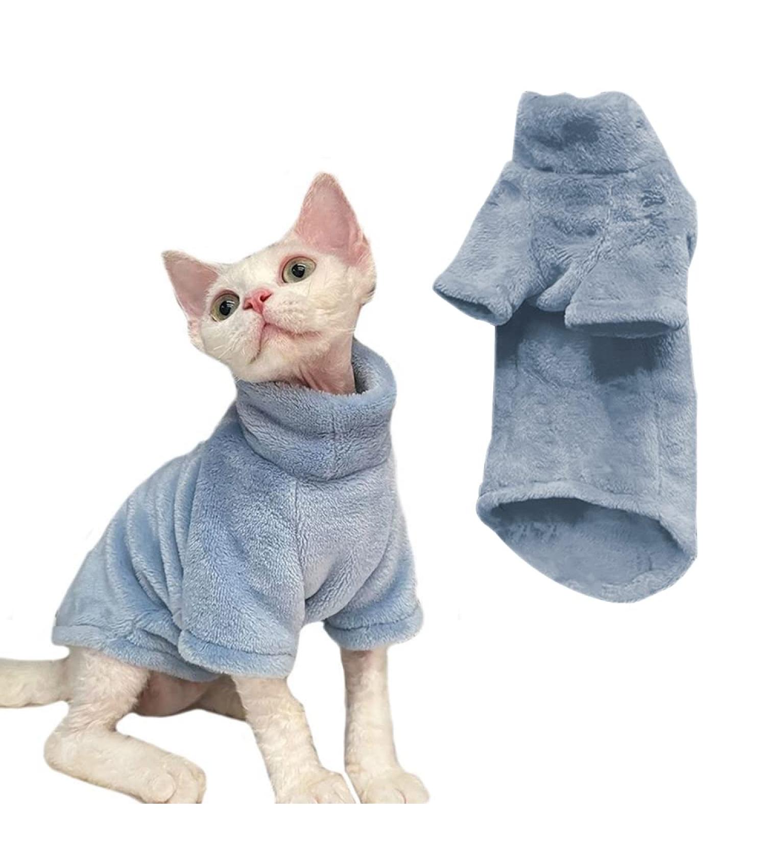 NAVESO Cats Vest Turtleneck Sweater Sphinx Hairless Cat Clothes Kittens Winter Clothes Two-Legged Pet Turtleneck Sweater and Vest for Sphynx Hairless Cat Chihuahua Bulldogs (Blue) L - Buy Online on SooperMarket.com