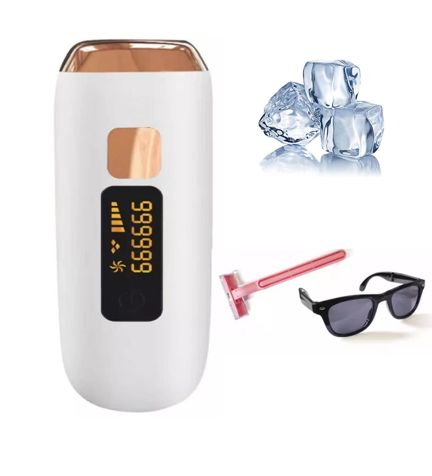 Permanent Painless Laser Hair Removal Device for Women - 999,999 Flashes, 5 Energy Levels, 2 Modes - Ideal for Face, Body, Bikini - Gold+White - Buy Online on SooperMarket.com
