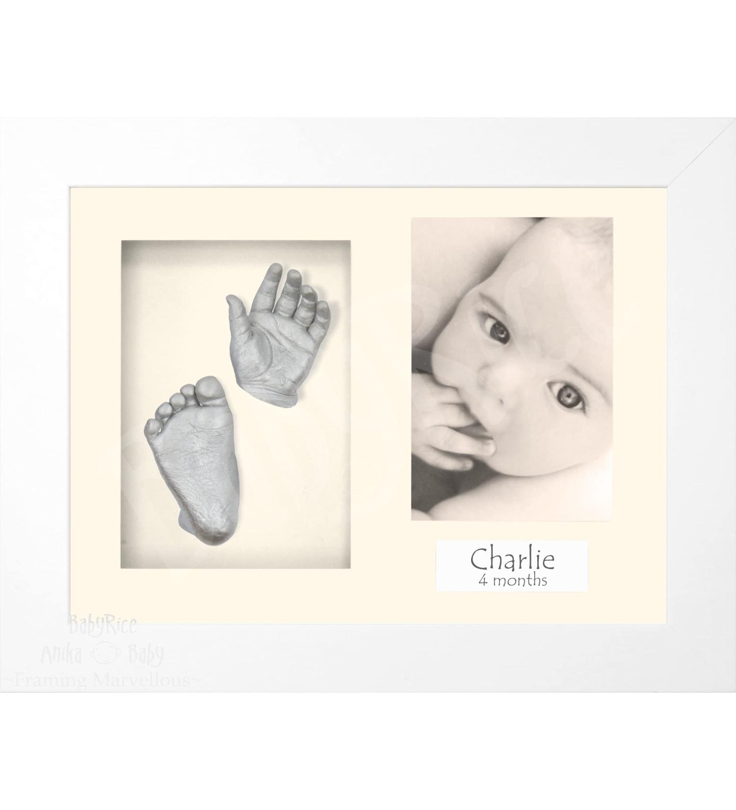BabyRice Baby Casting Kit with White Shadow Box Display Frame - Cream/Cream - Buy Online on SooperMarket.com