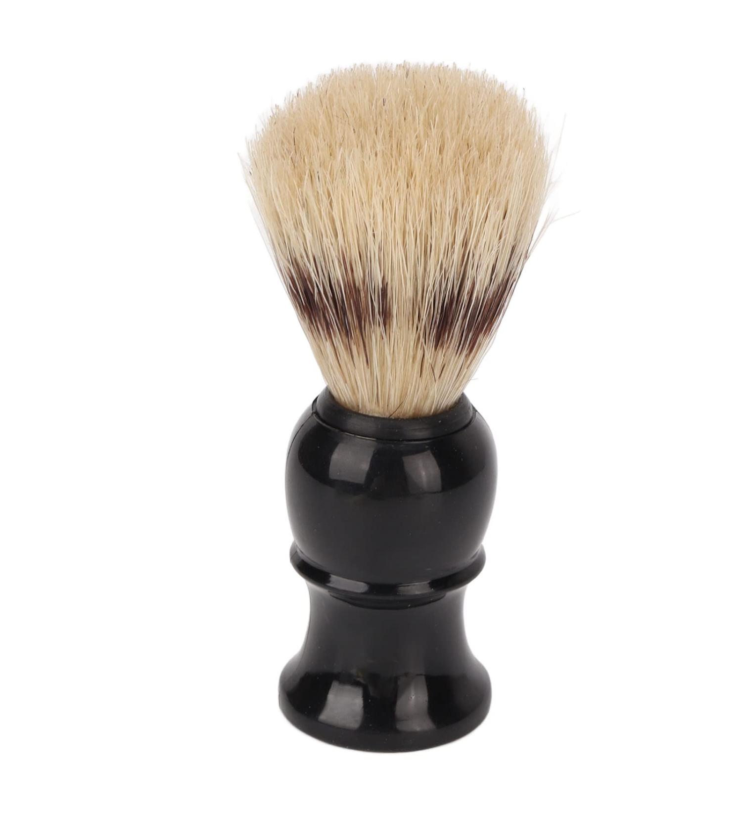 Shaving Brush for Men - Portable Black Curved Handle | Perfect for Travel & Home Salon | Beard Cleaning Brush - Buy Online on SooperMarket.com