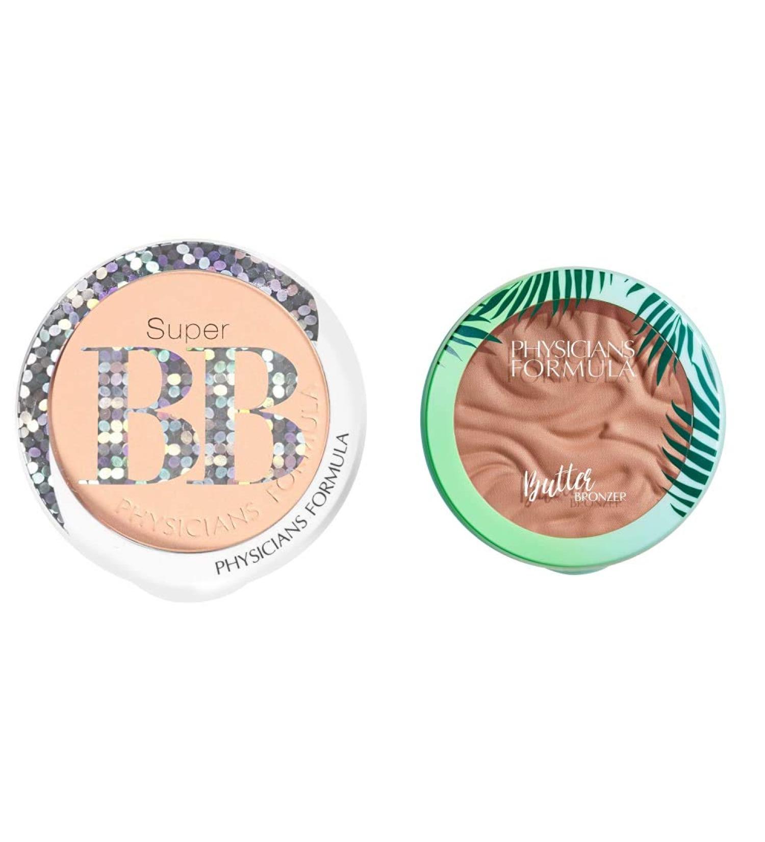Physicians Formula Super BB All-in-1 Beauty Balm Powder Light/Medium 0.29 Ounce with Murumuru Butter Bronzer 0.38 Ounce Brown