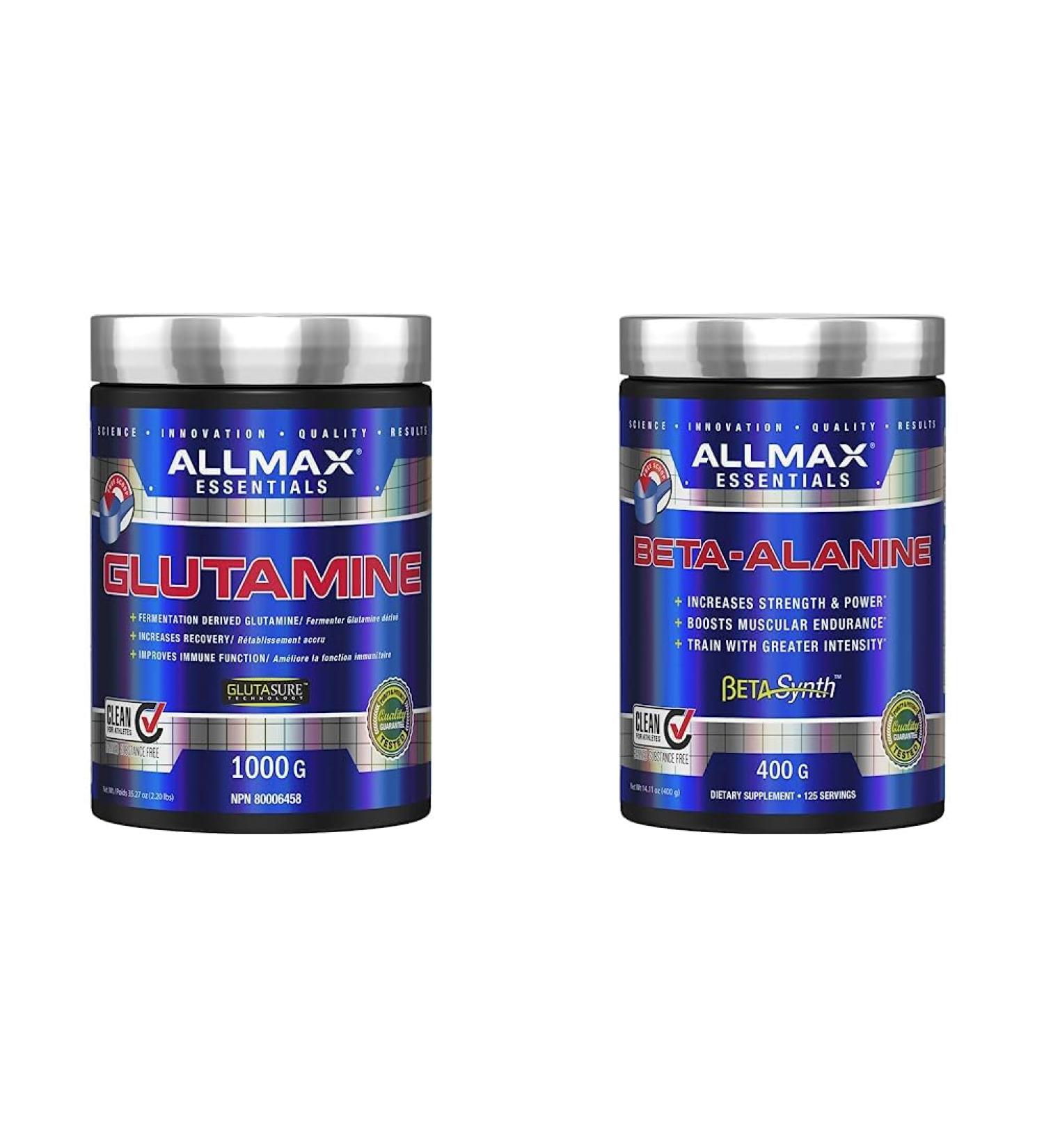 ALLMAX Glutamine 1000G | ALLMAX Nutrition 100% Pure Maximum Strength + Absorption Beta Alanine 400G - Buy Online on SooperMarket.com