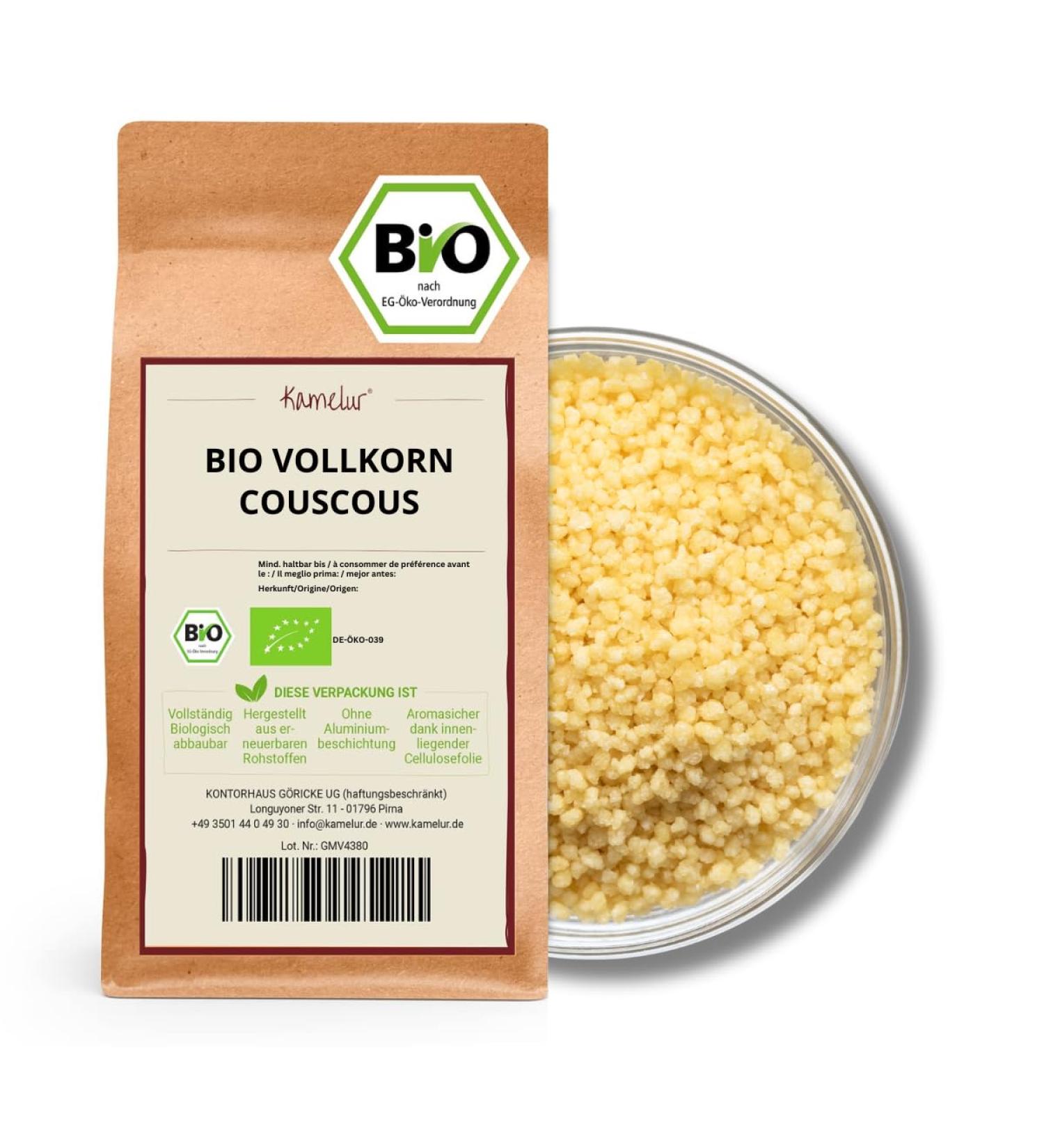 Kamelur Organic Whole Grain Couscous (2.5kg) - Premium Organic Whole Wheat Semolina for Healthy Meals - Buy Online on SooperMarket.com