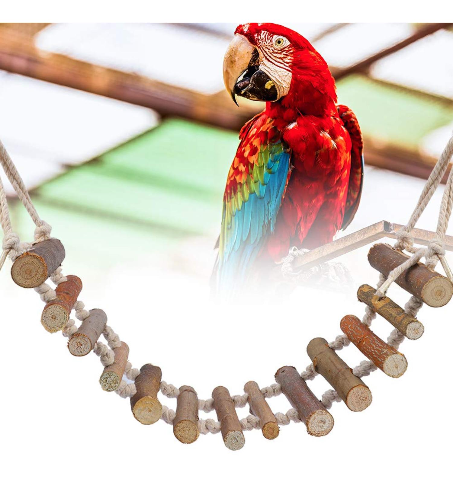 Zerodis Wooden Ladder for Birds | Parrot Climbing Bridge & Pet Toys | Durable Hammock & Toy for Birds - Buy Online on SooperMarket.com