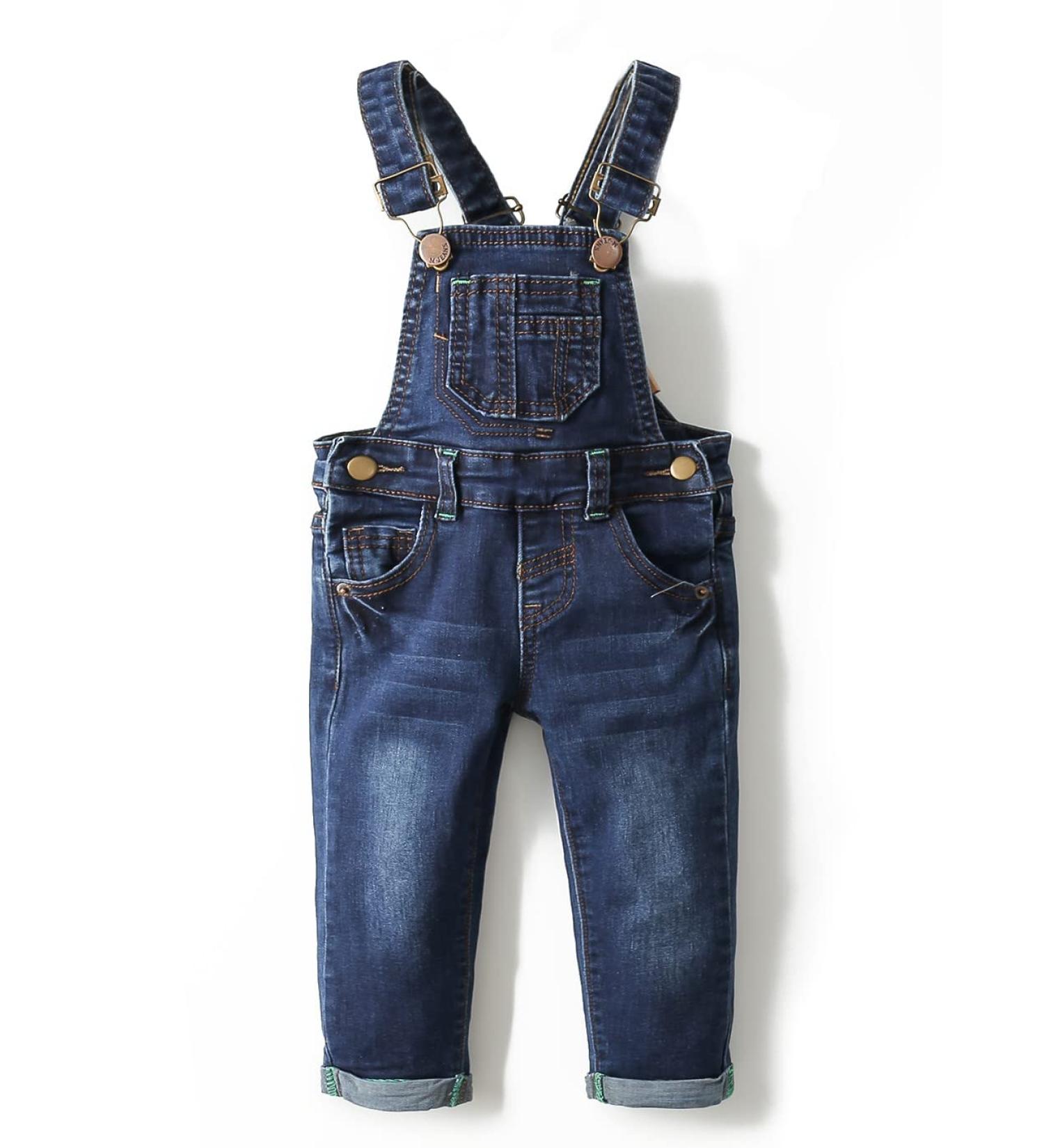 KIDSCOOL SPACE Baby Boy Girl Jean Overalls | Toddler Slim Cute Denim Jumper 18-24 Months Blue-2086 - Buy Online on SooperMarket.com