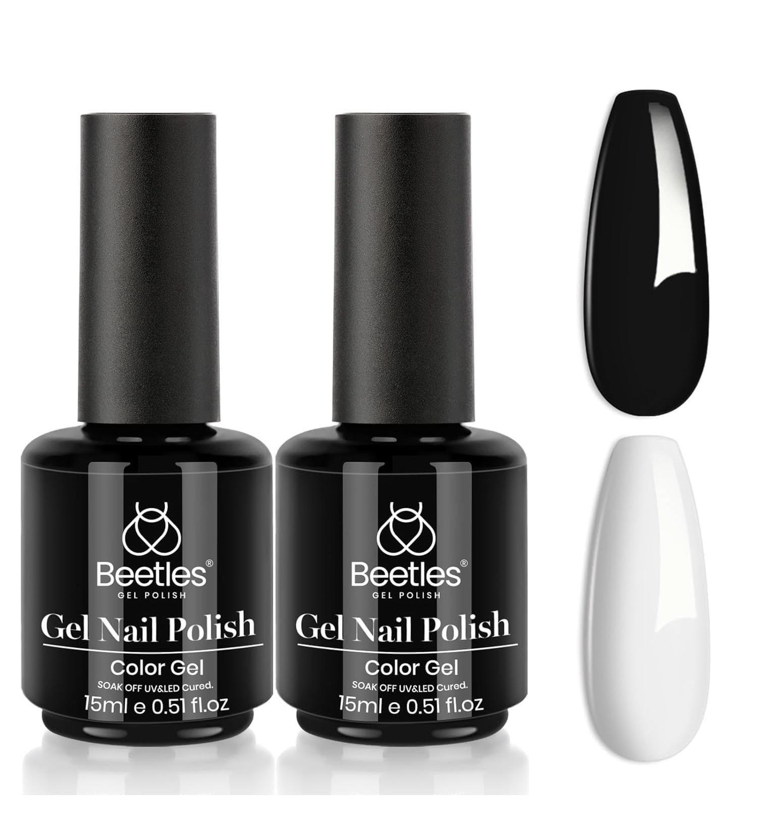 Beetles Gel Nail Polish Kit- 2 Pcs 15ml Black And White Gel Polish Black Winter Gel Nail Polish Black Nail Polish Soak Off Led Gel Polish Nail Art Manicure Salon Diy at Home - Buy Online on SooperMarket.com