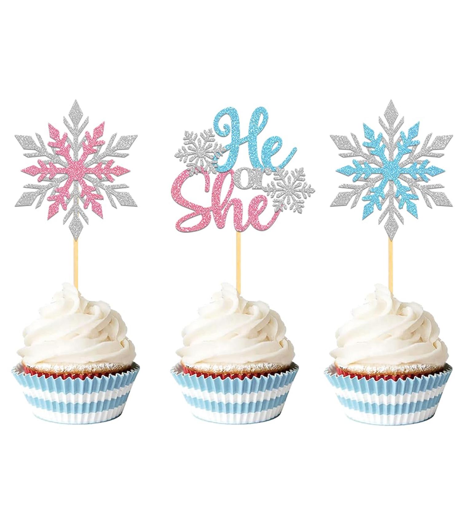 24Pcs Silver Glitter Snowflake Cupcake toppers winter decorations (B/G) - Buy Online on SooperMarket.com