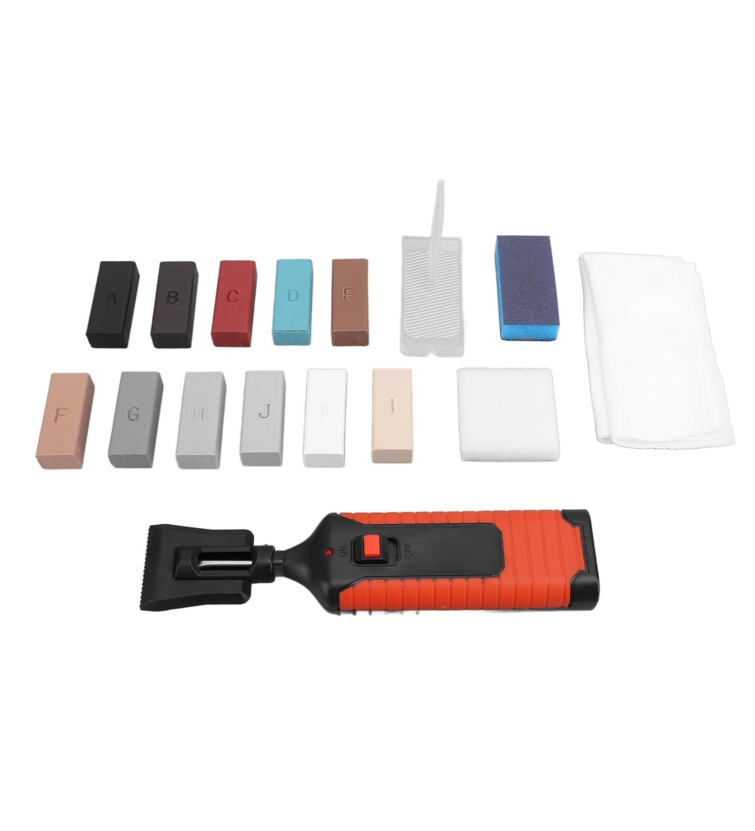 Tile and Wood Floor Repair Kit | Scratch Repair Tools for Ceramic Stone & Furniture | Heating Pen & Wax Block Set - Buy Online on SooperMarket.com