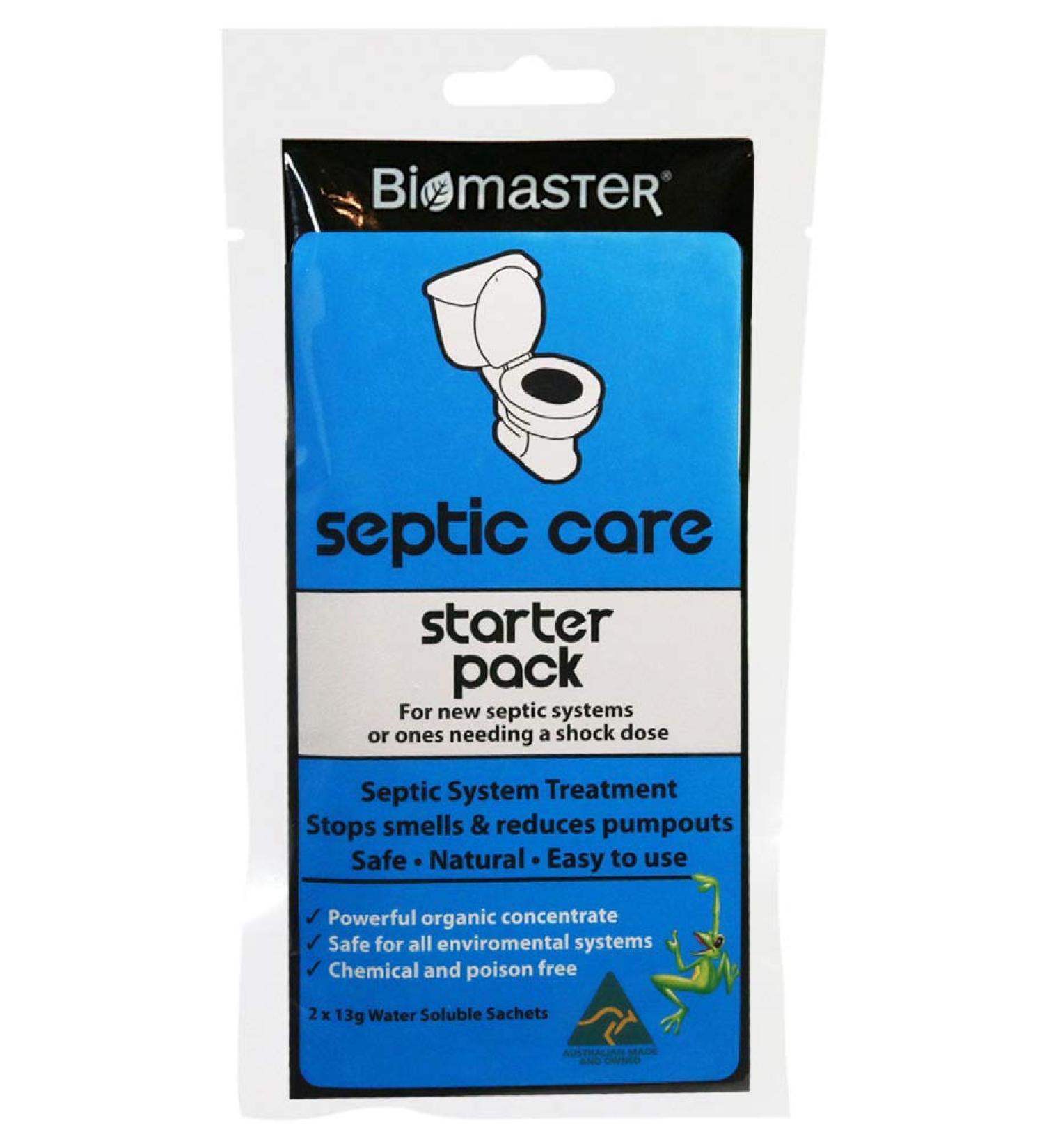 Septic Care Starter Pack - Stop Odors, Clear Drain Fields - 100% Natural Concentrate with 2 Water Soluble Sachets - Buy Online on SooperMarket.com