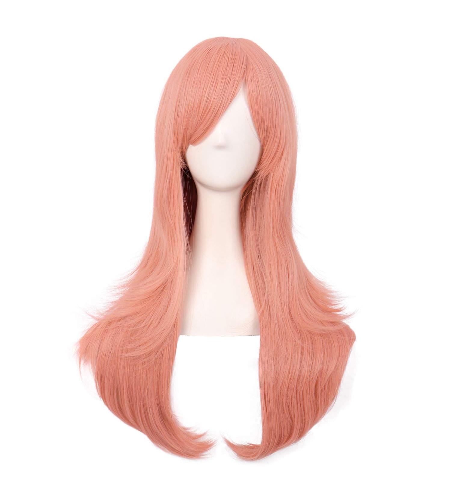 MapofBeauty 28 Inch Women Side Bangs Long Curly Hair Cosplay Wig in Orange Pink - 70cm - Buy Online on SooperMarket.com