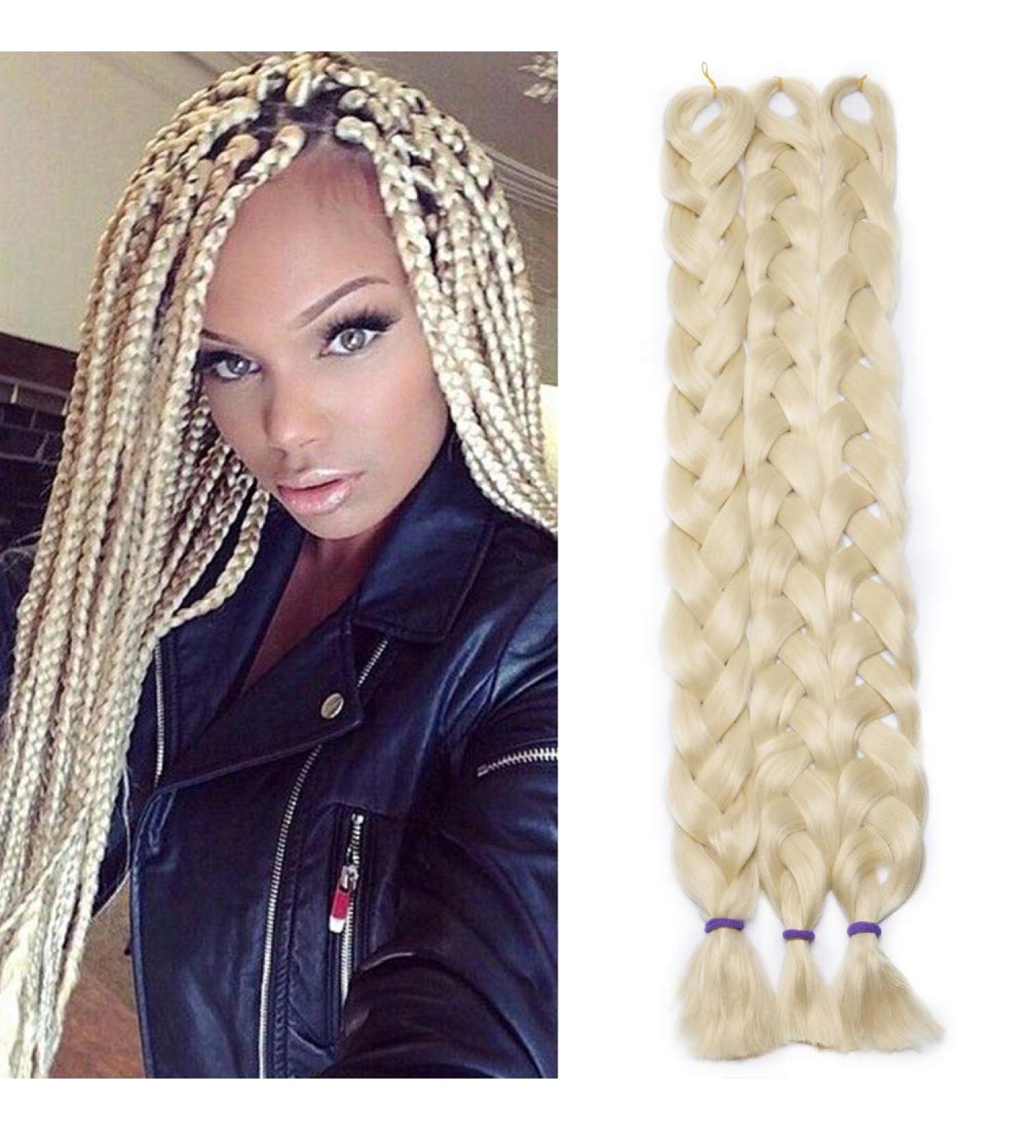 Tess 41 Jumbo Braids Extensions - Synthetic Crochet Hair 3PCs 165g - Light Blonde #613 - 100cm Braiding Hair - Buy Online on SooperMarket.com