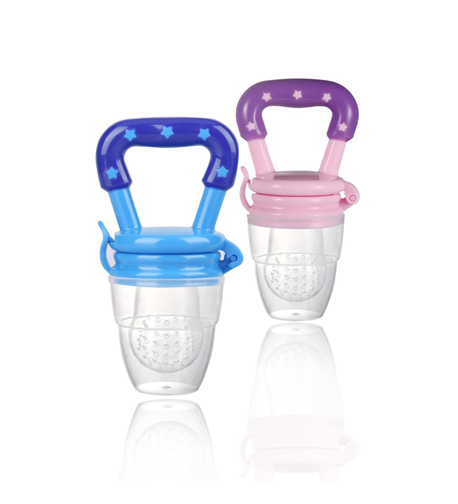 CHILLAX Fruit Feeder Pacifier Teether Toys - Set of 2 | Non-BPA Silicone Teethers for Babies | Easy-to-Grip & Dishwasher-Safe | Ideal for Infants 6+ Months | 4.15x2.03 - Buy Online on SooperMarket.com