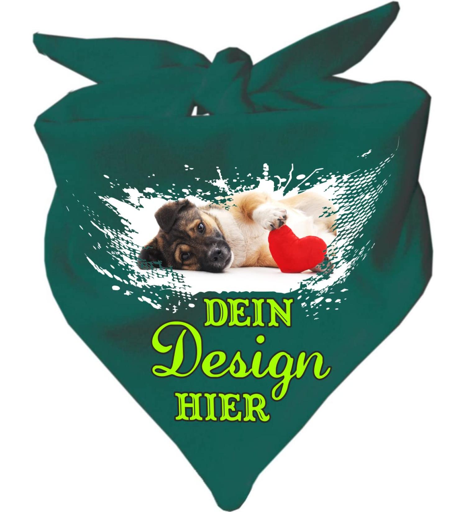 Personalized Little Fratz Dog Triangular Scarf - Turquoise Size 2 (68 cm) - Custom Motif Available - Buy Online on SooperMarket.com