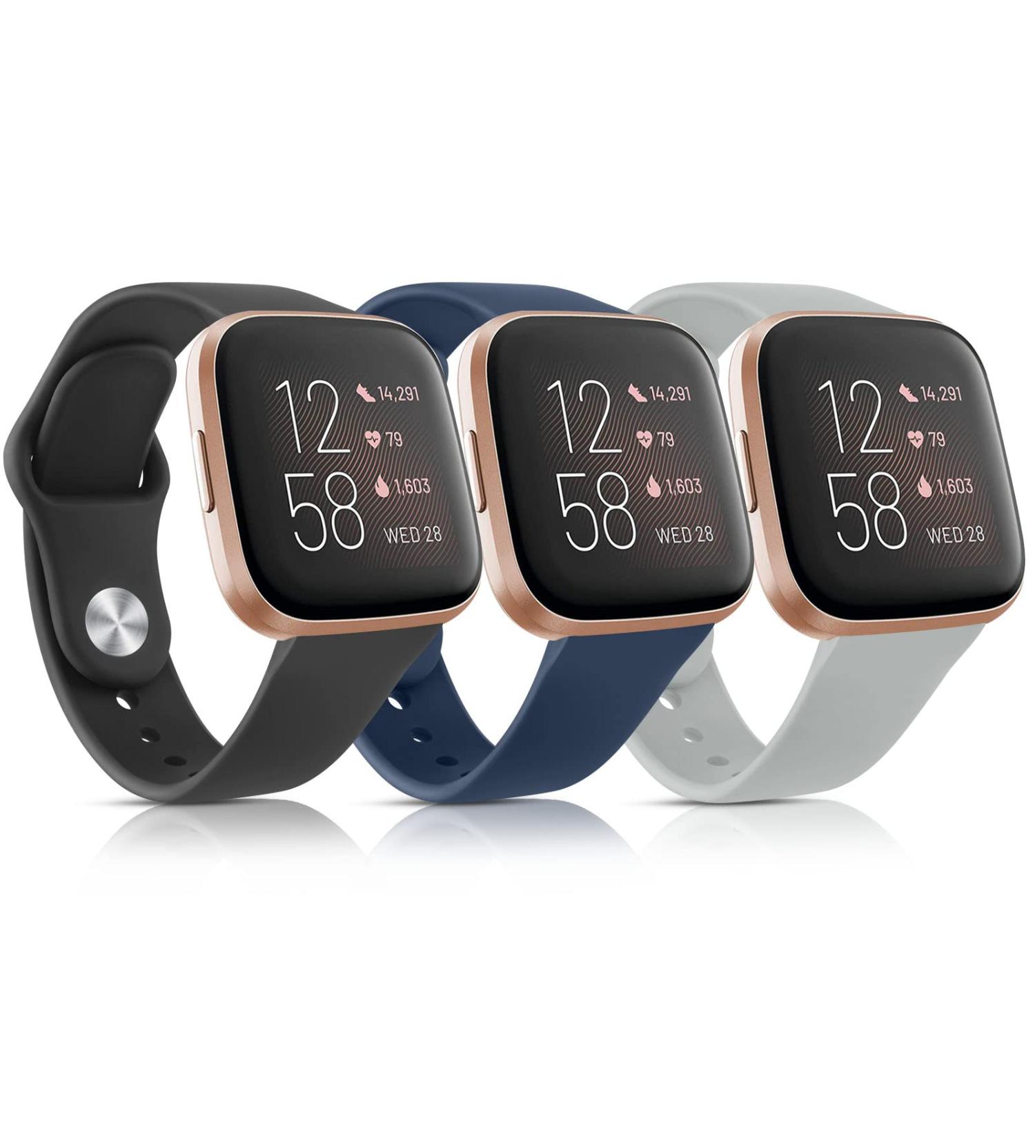 3 Pack Silicone Bands Compatible with Fitbit Versa 2 Bands for Women Men  Soft Breathable Sport Replacement Wristbands for Fitbit Versa 2 / Fitbit Versa/Versa Lite/Versa SE Black/Navy Blue/Grey - Buy Online on SooperMarket.com