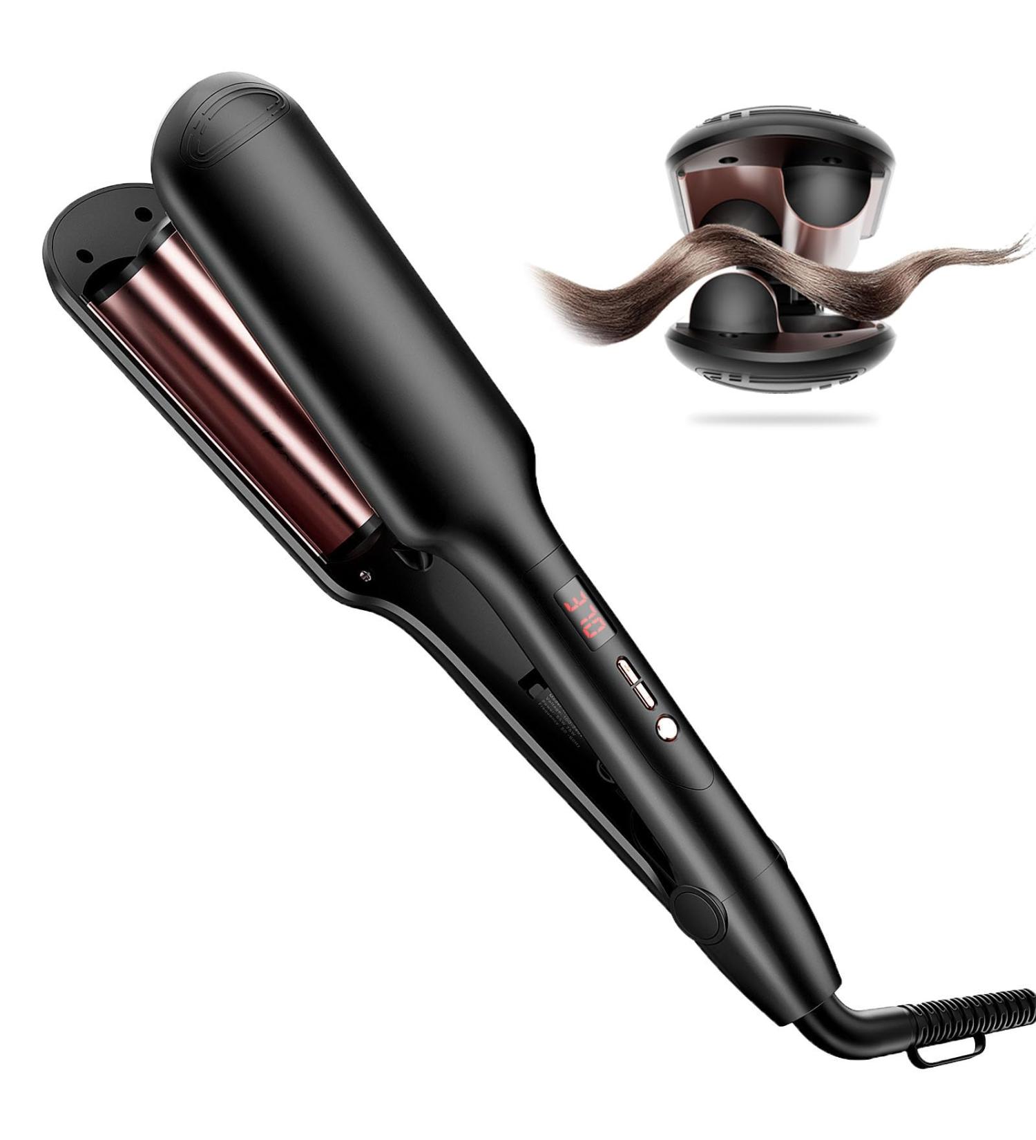 Double Barrel Curling Iron Wand | Perfect Wavy Crimper for Short Hair | International Shipping Available - Buy Online on SooperMarket.com