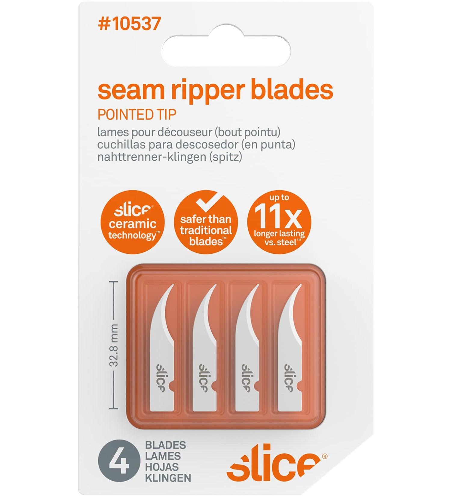 Safety Slice Blades - Finger-Friendly, Never Rusting, Lasts 11x Longer Than Steel, Pointed Tip, Fits Seam Rippers/Craft Handles - 4 Pack - Buy Online on SooperMarket.com