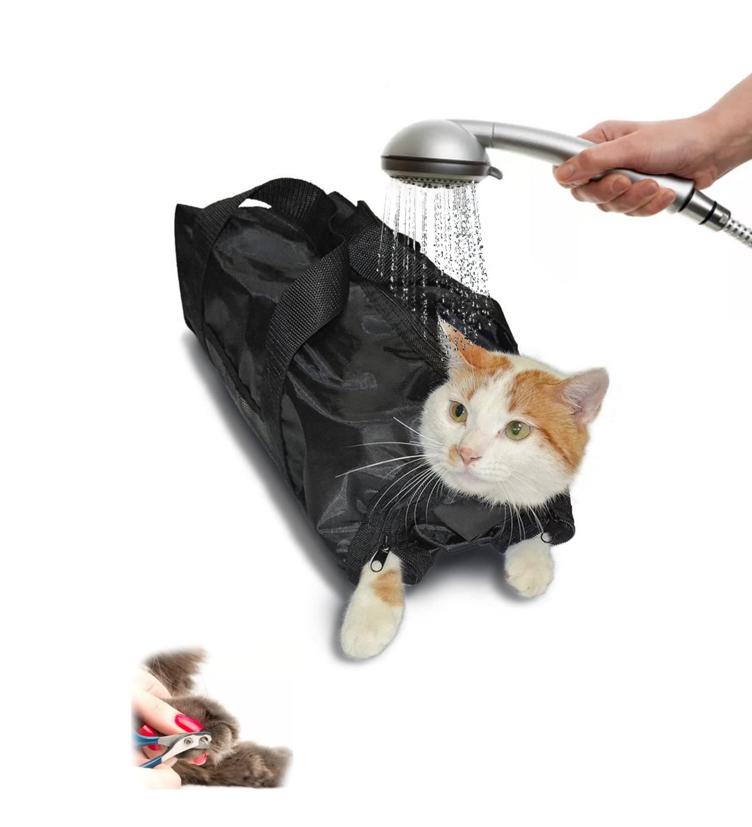 Buy Soonhua Cat Grooming Bag | Adjustable Bathing & Swimming Solution | Anti-Scratch Breathable Fur Care Pocket - Buy Online on SooperMarket.com