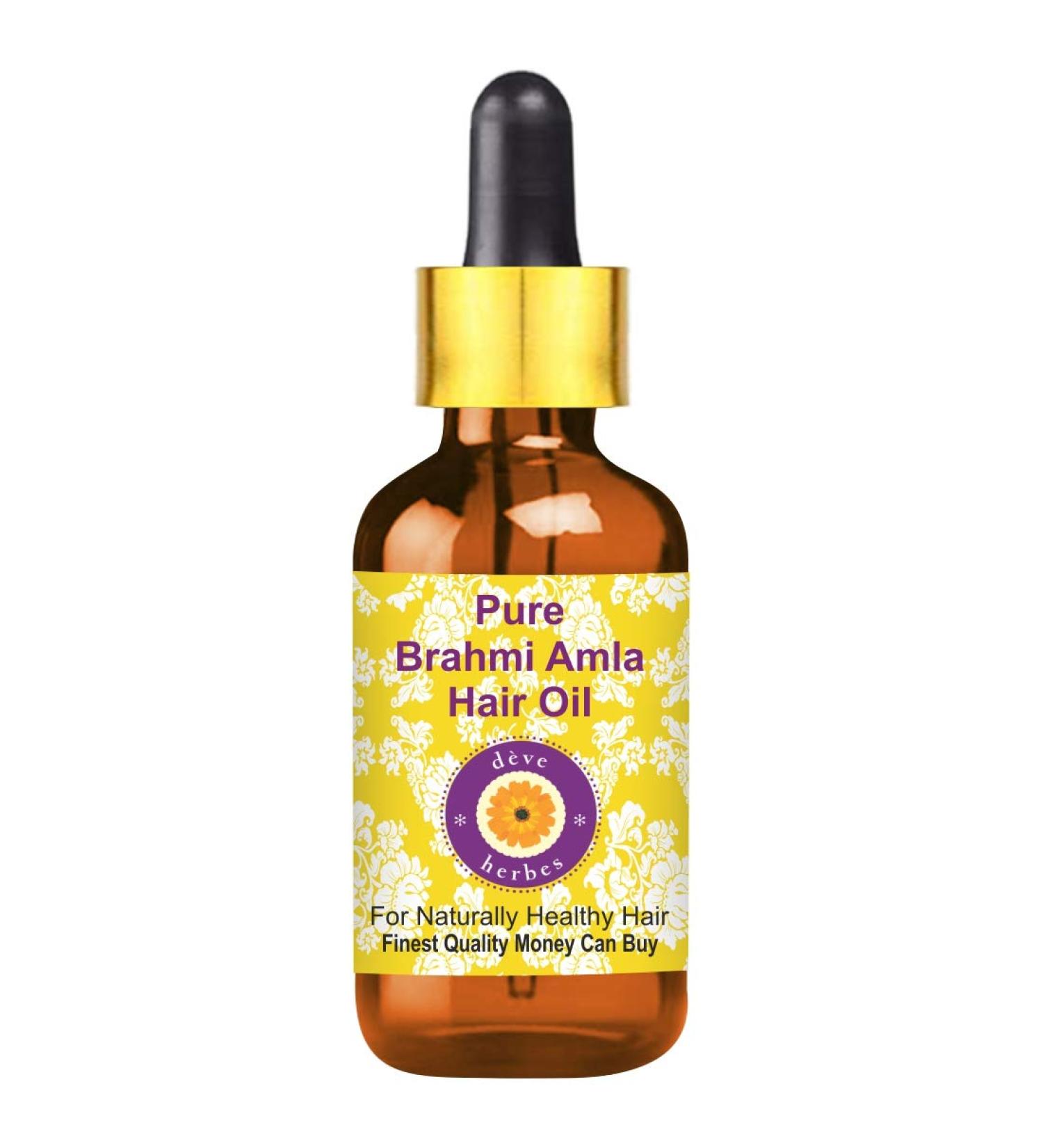 Deve Herbes Pure Brahmi Amla Hair Oil with Glass Dropper 100ml (3.38 oz) - Buy Online on SooperMarket.com