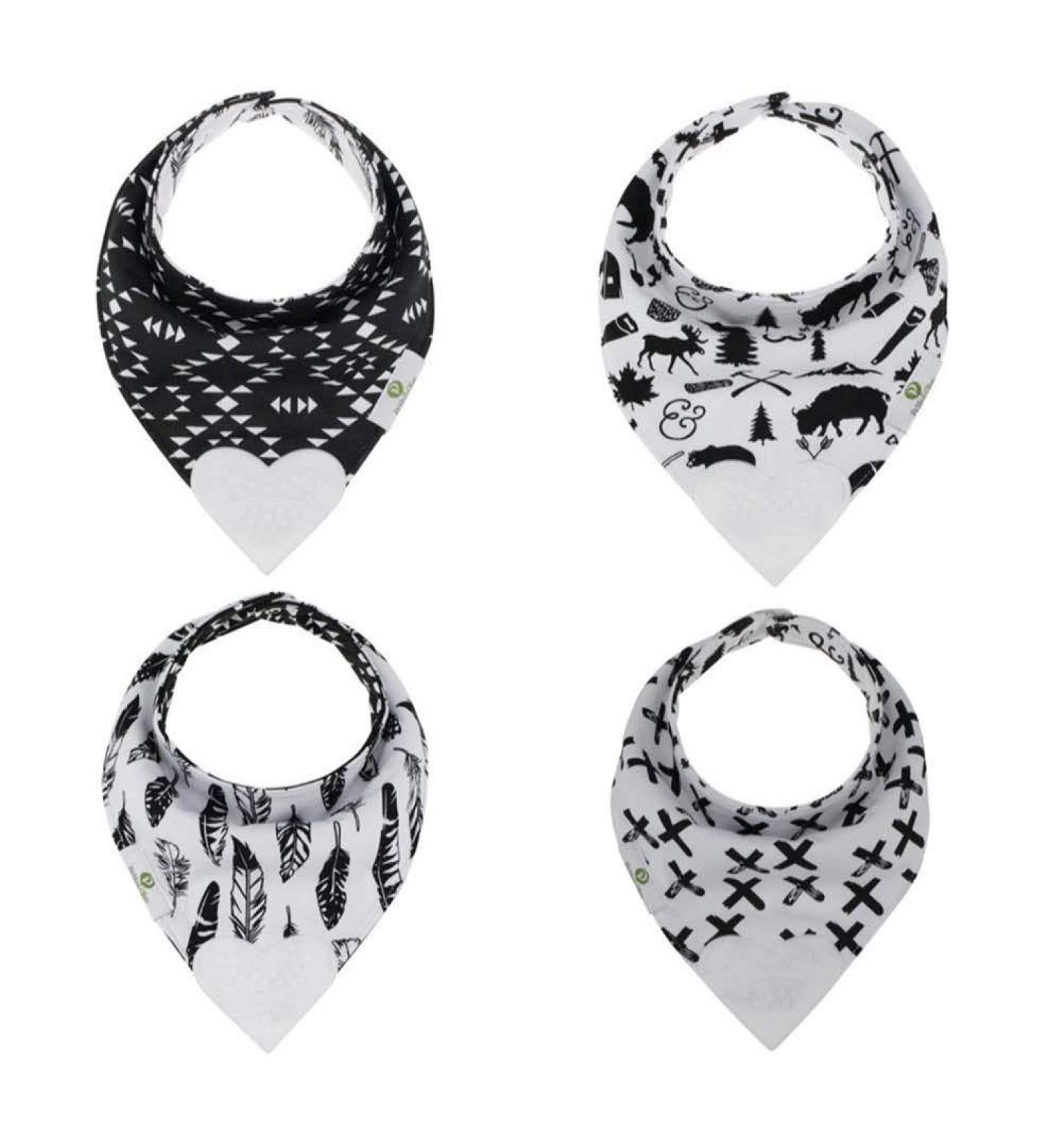 Pickle & Olive Reversible Baby Teething Bibs with Heart Shaped Teether - Monochrome (Set of 2) - Buy Online on SooperMarket.com