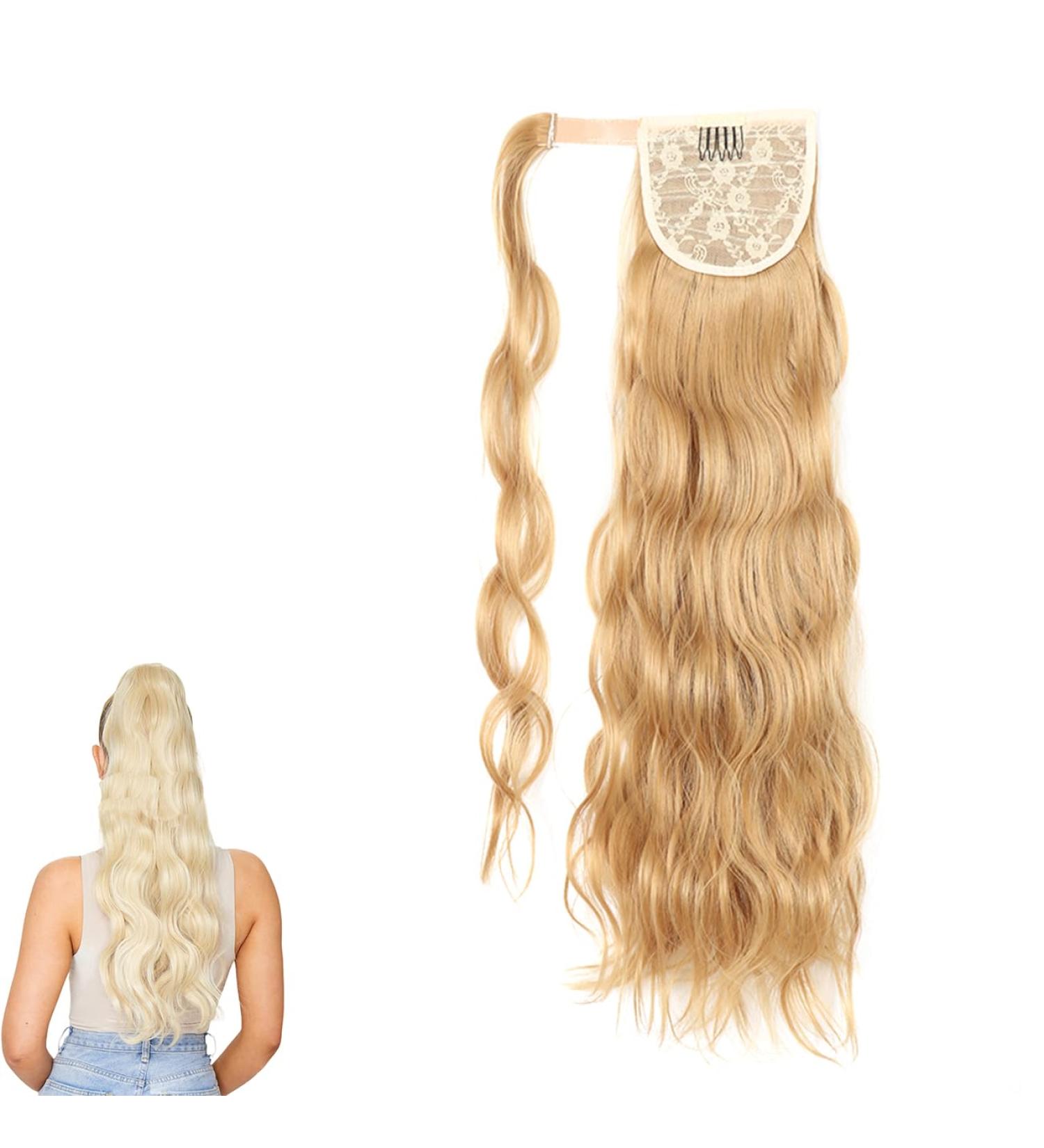 Prinfantasy Curly Wavy Wrap Around Ponytail Hair Extension | 24 inch Synthetic Hairpiece for Women - MW129 - Buy Online on SooperMarket.com
