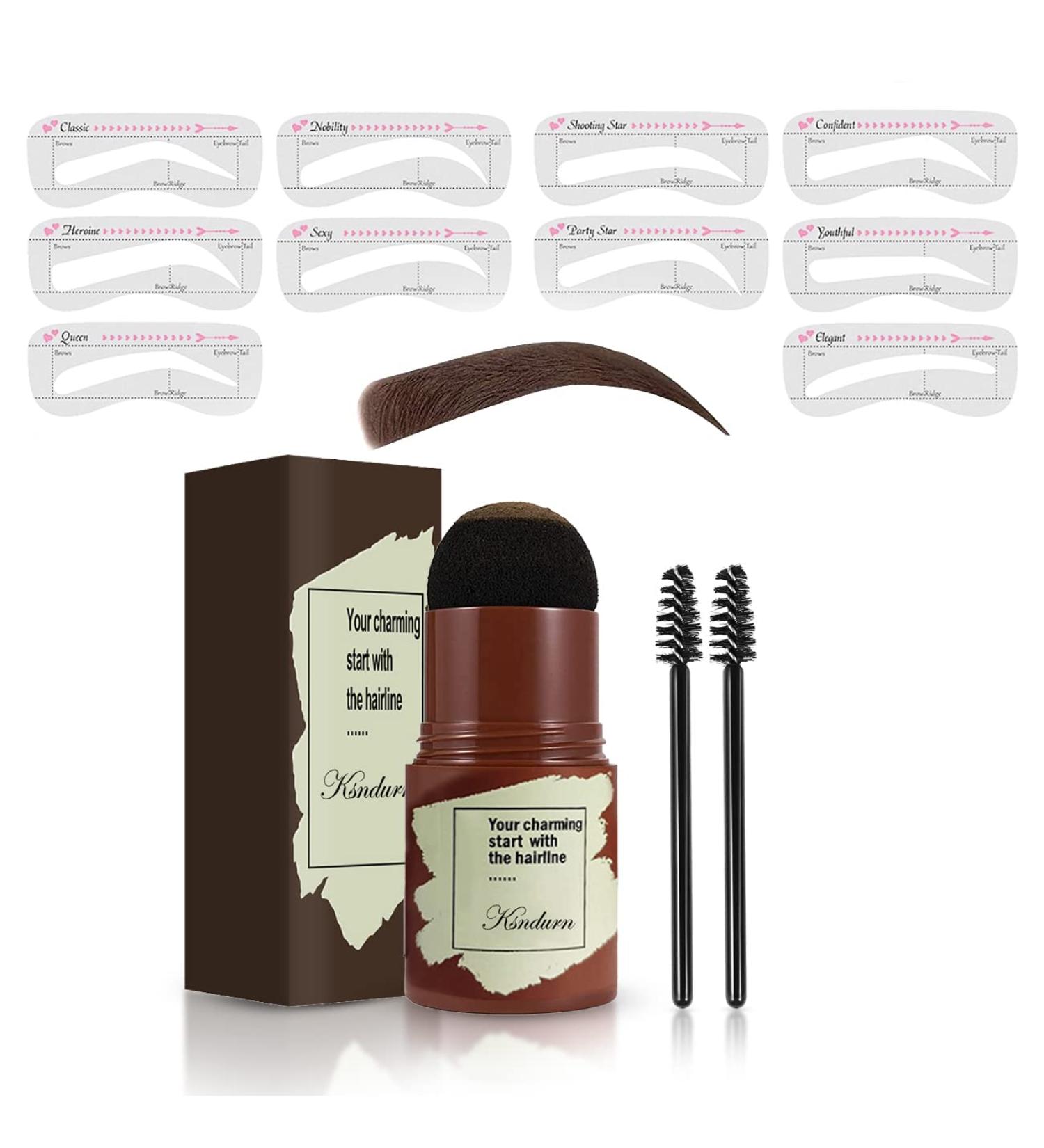 Dark Brown Eyebrow Stamp Stencil Kit - 10 Styles with 2 Brushes | Reusable Eyebrow Stencils - Buy Online on SooperMarket.com