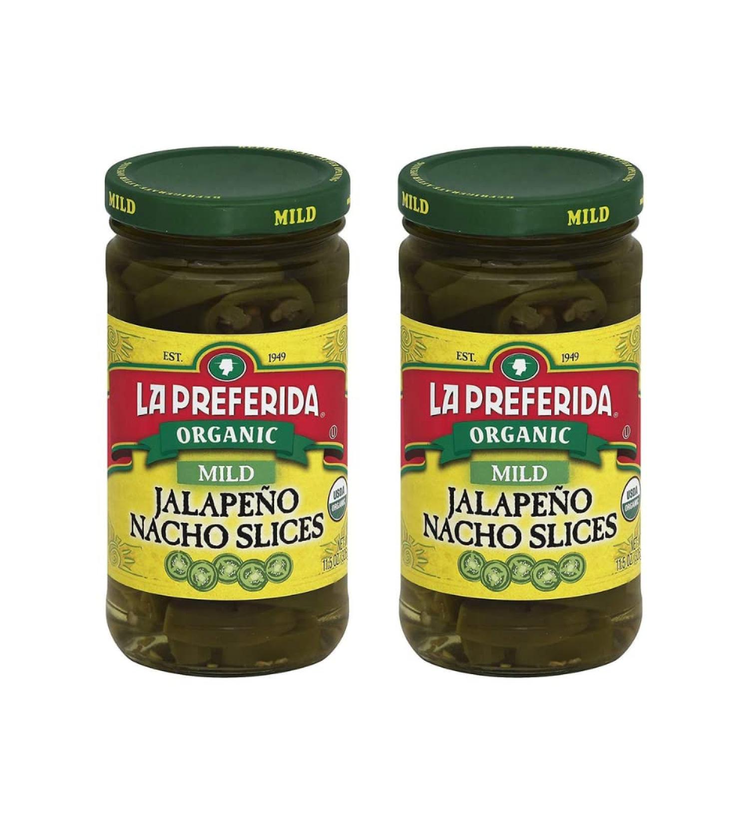 La Preferida Organic Jalapeno Nacho Slices - Mild 11.5 oz (Pack of 2) | Organic Mild Jalapeno Slices - 11.5 Ounce (2 Pack) - Buy Online on SooperMarket.com