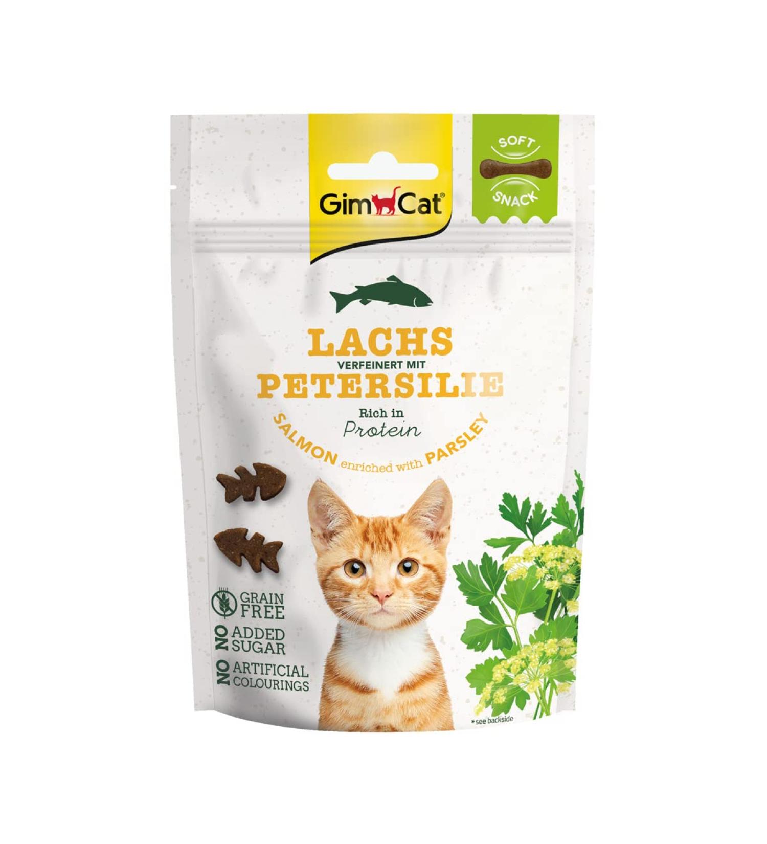 Gimcat Soft Snacks Salmon with Parsley - Sugar-Free Protein-Rich Cat Treats - 60g Bag - International Shipping Available - Buy Online on SooperMarket.com
