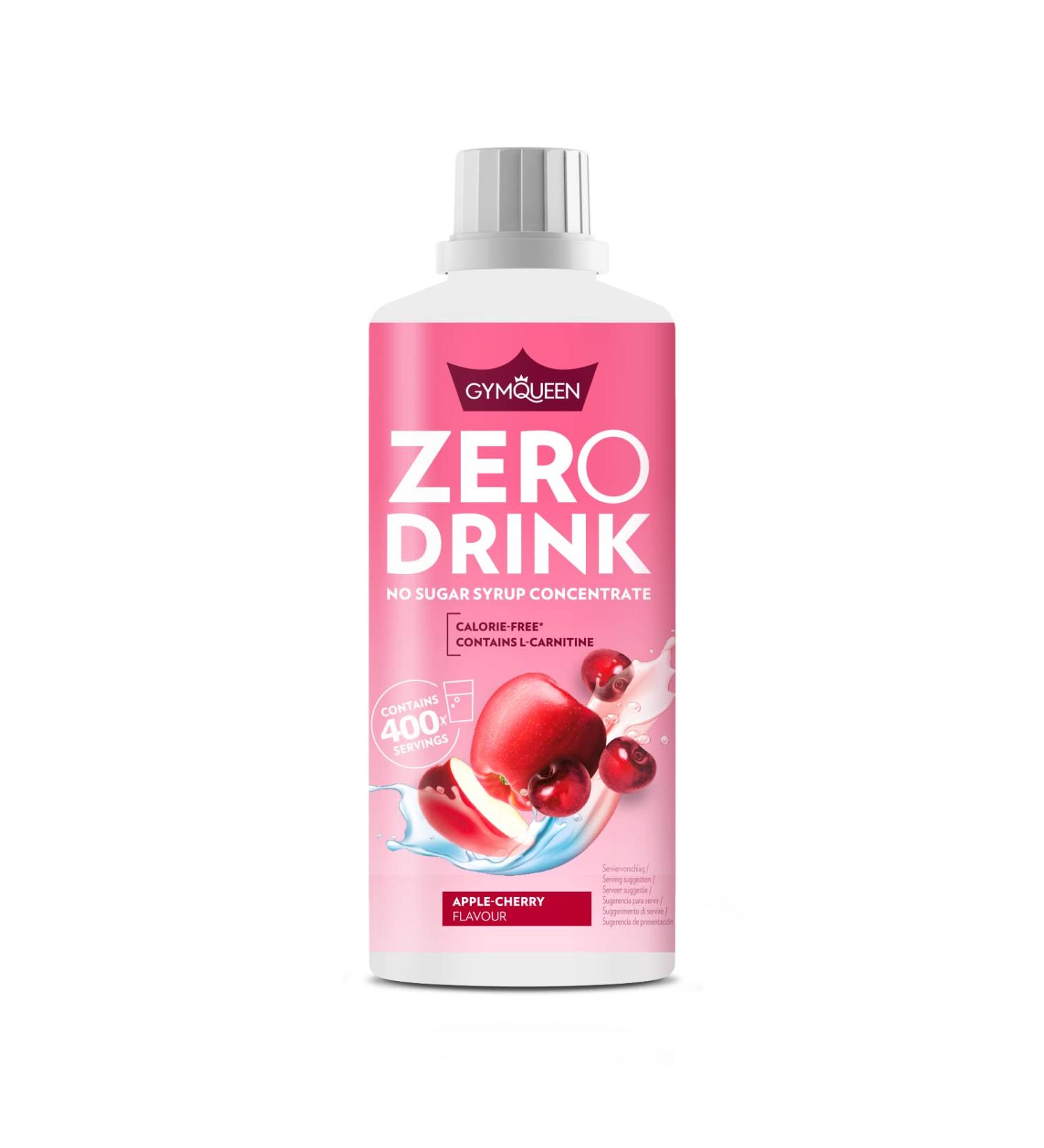 Buy Gymqueen Zero Drink Apple Cherry 1000ml - Low-Calorie Sugar-Free Beverage Concentrate with B-Vitamins & Carnitine | Refreshing Drink Syrup (1 Pack) - International Shipping - Buy Online on SooperMarket.com